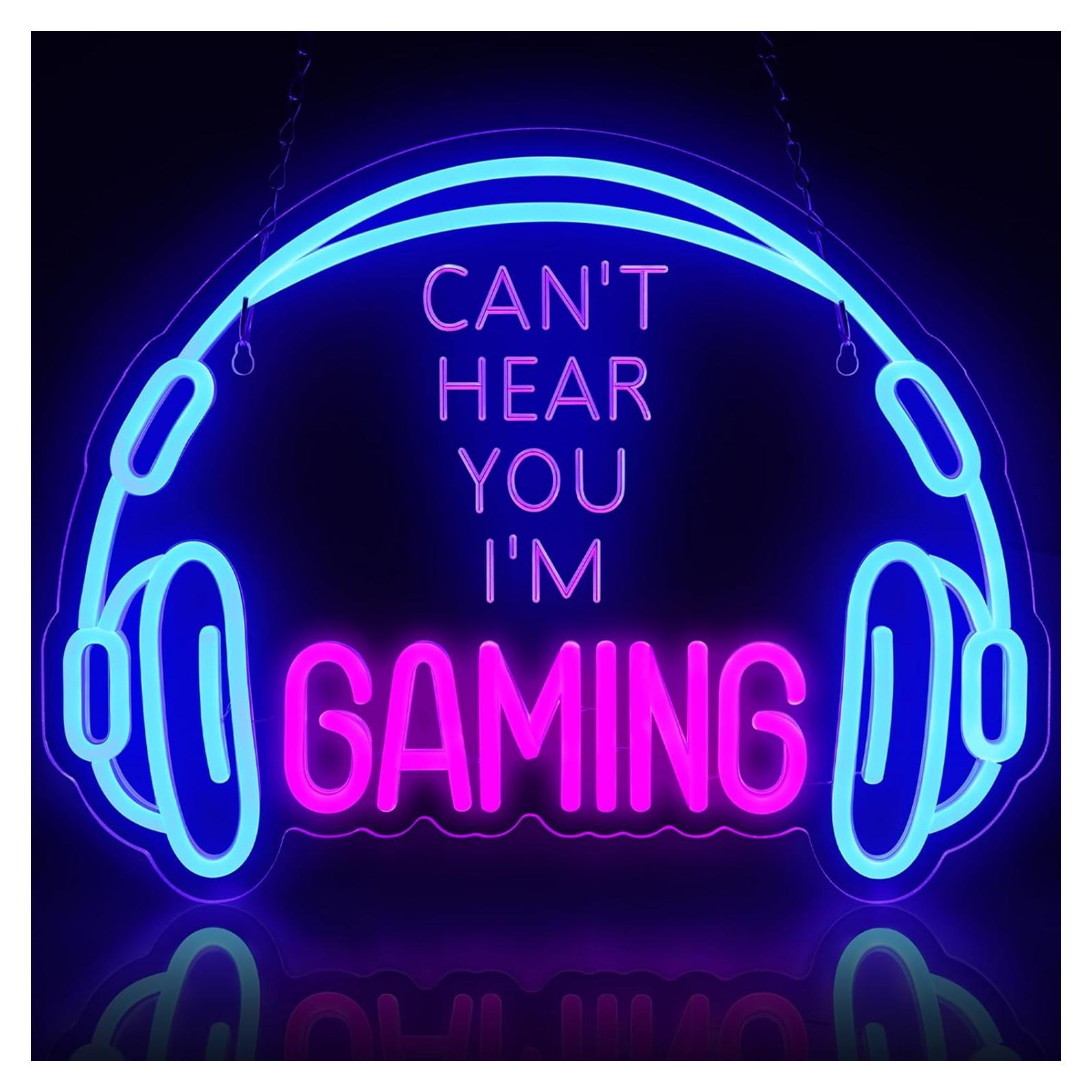 Luz de Neón LED Regulable ReyeeInc - Auriculares Gamer 39.9x30cm