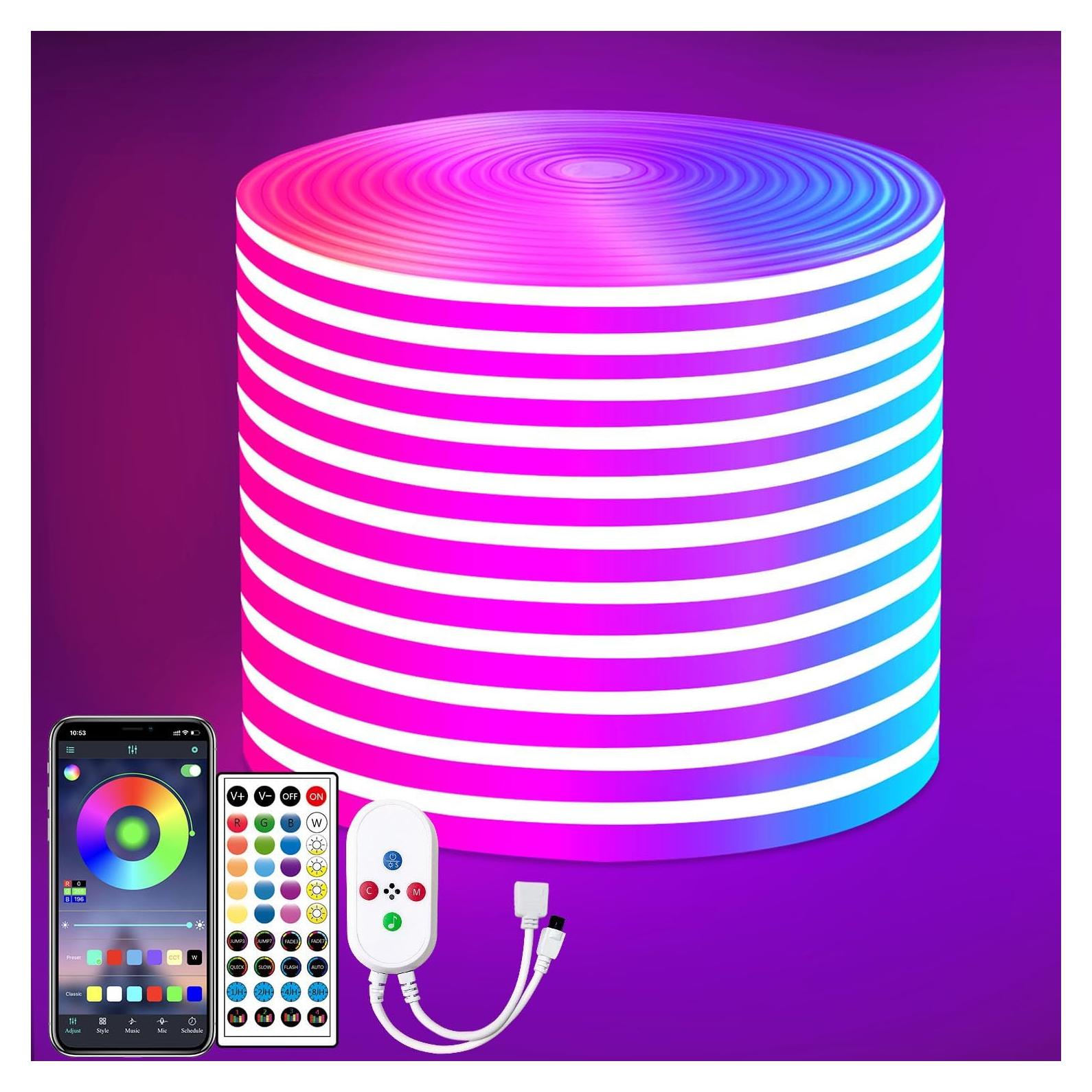 Luces de neón LED RGB 24V Yeewhale 15.24m a prueba de agua