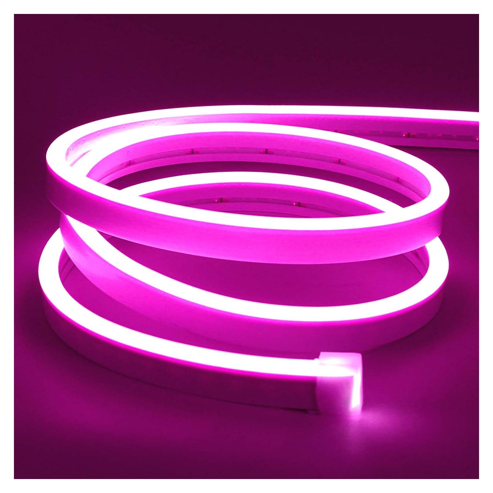 Tira LED Neón Flexible Lamomo 5m Rosa Impermeable 12V