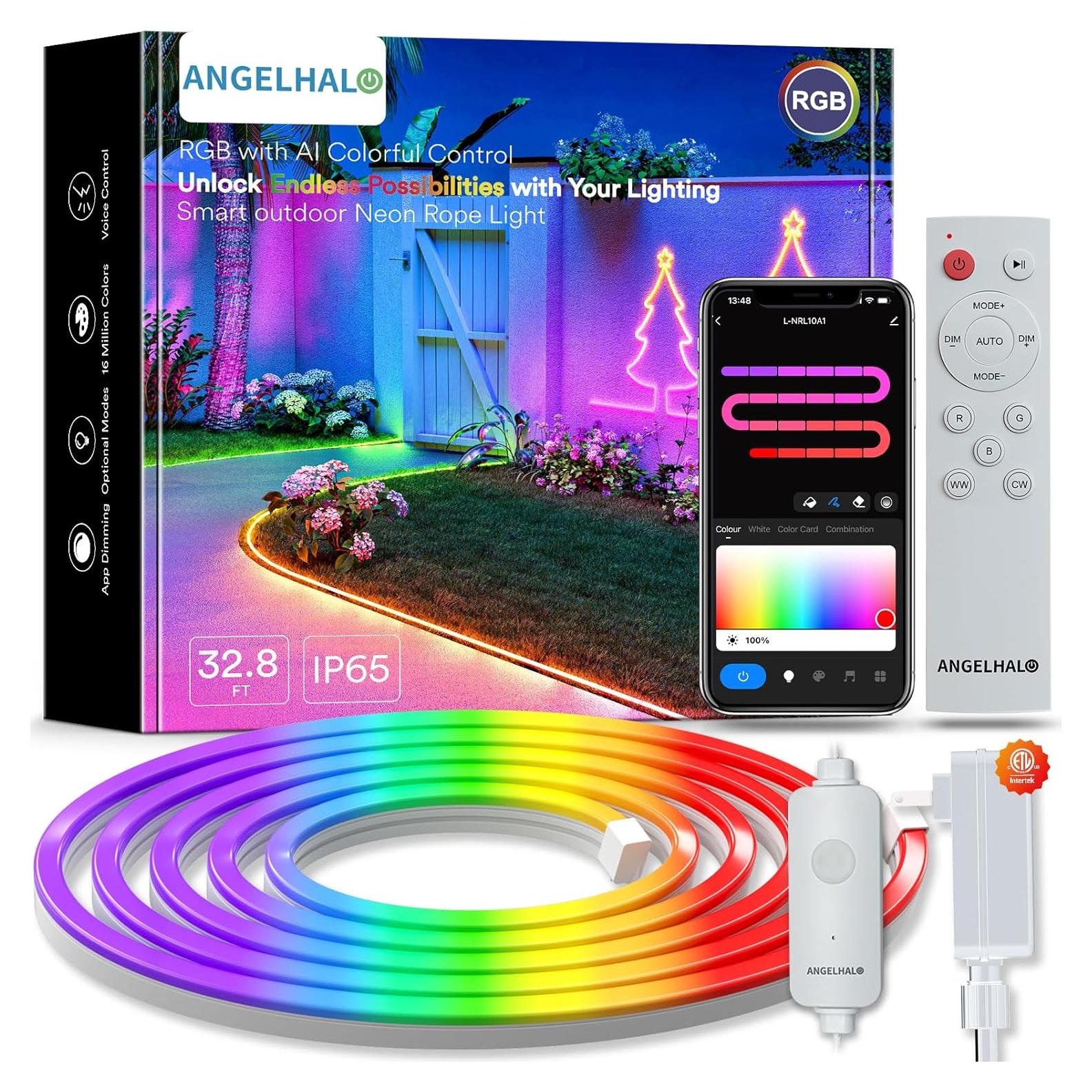Luces de Neón LED 10m ANGELHALO IP65 Impermeables con Control