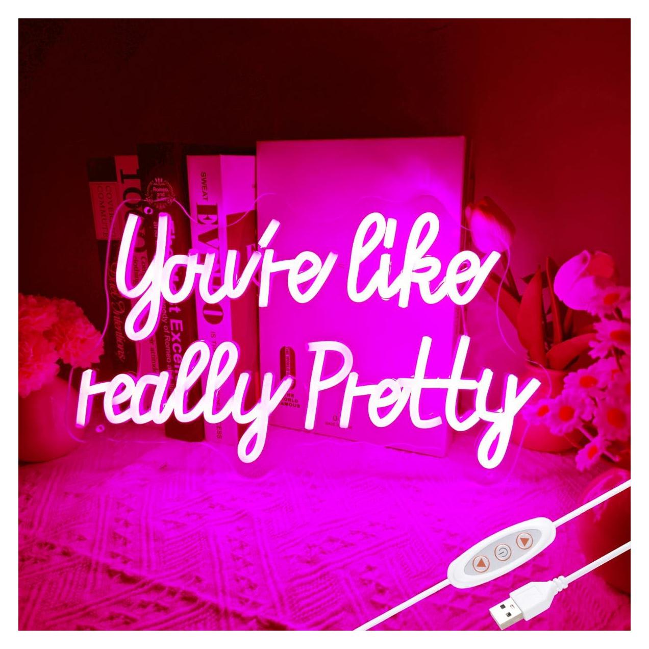 Letrero de Neón LED Rosa Yiedfino 38x23 cm Regulable