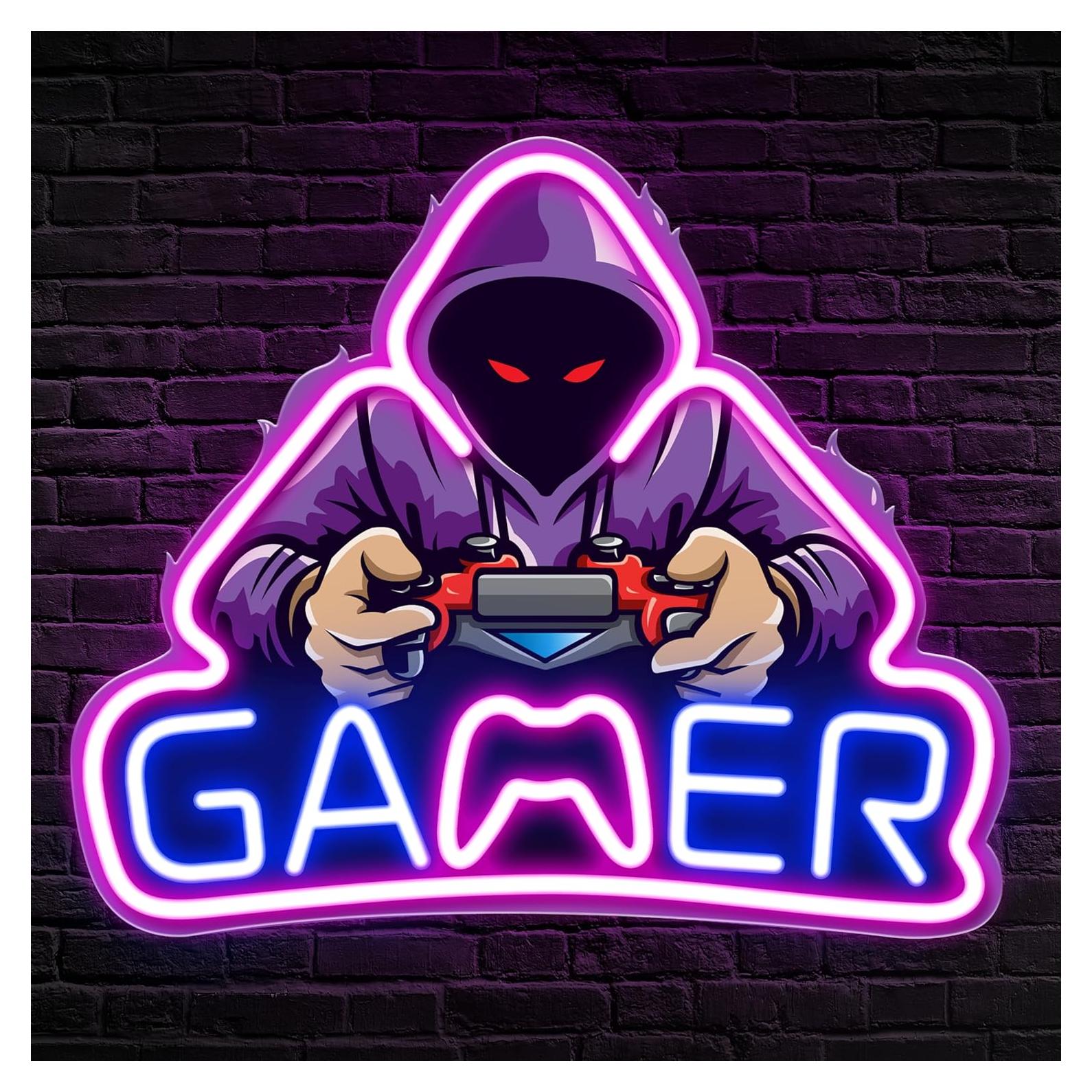 Letrero Neon LED Gamer Kavaas 39x33 cm Decoración Pared