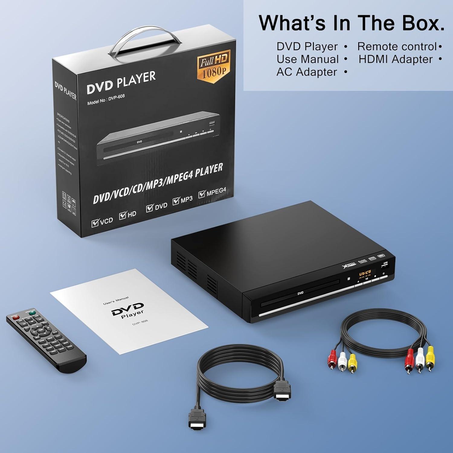 Reproductor de DVD WSJSYH HDMI Libre de Región 1080P