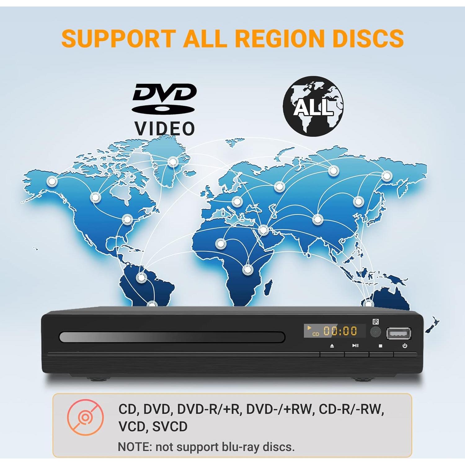 Reproductor de DVD GOKUID DVP-506 HDMI 1080P USB Negro