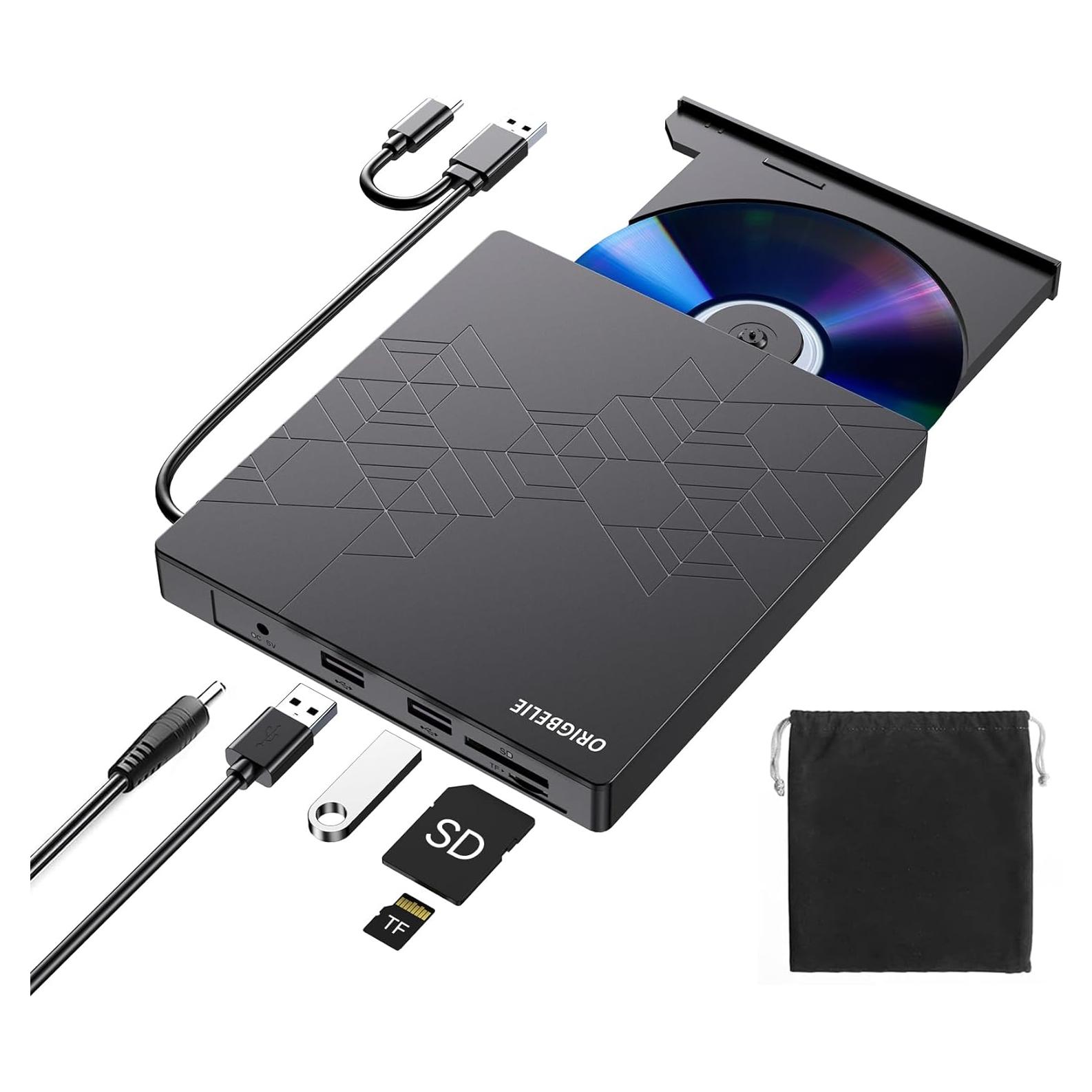 Unidad DVD Externa ORIGBELIE USB 3.0 Tipo C 6 en 1
