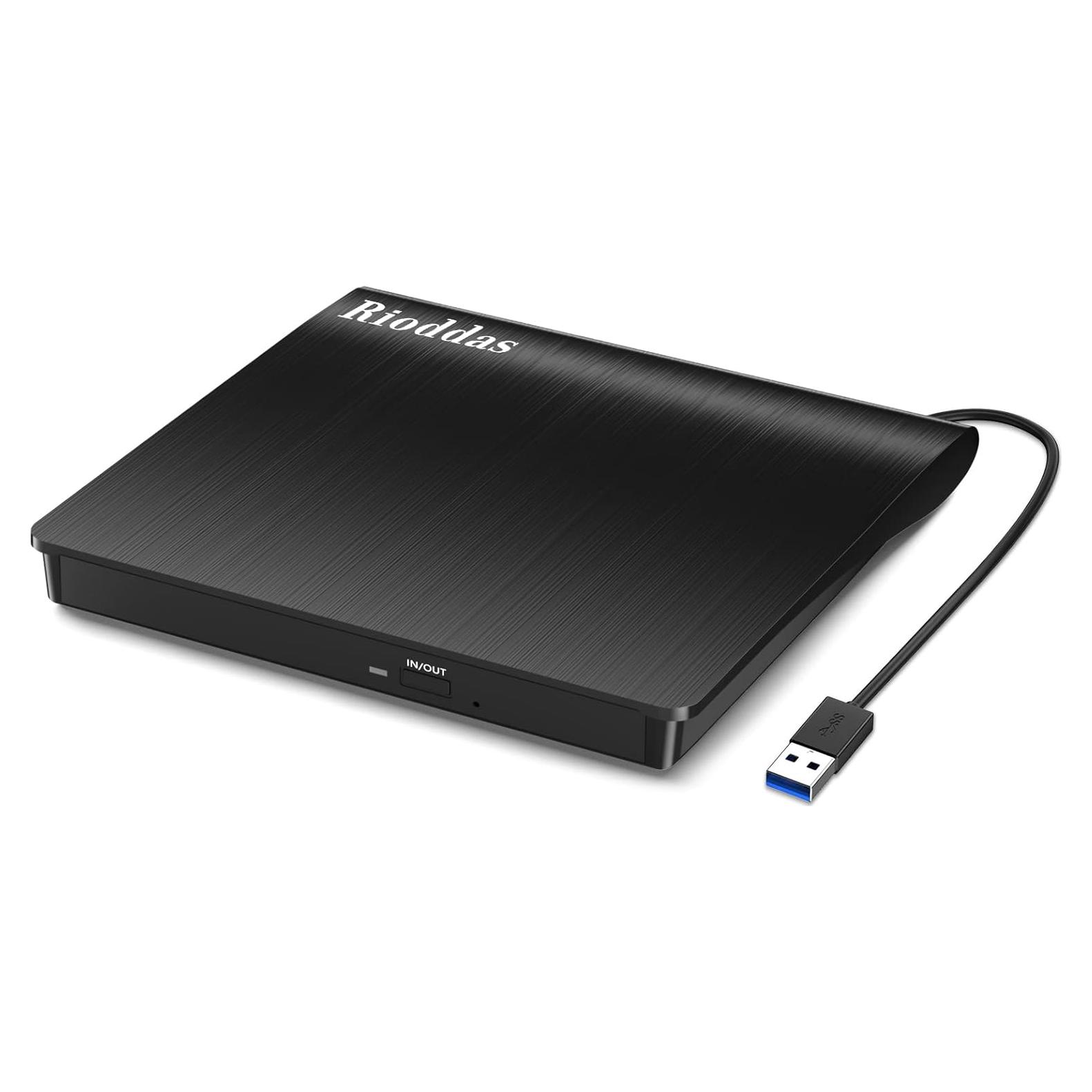 Unidad Externa de CD/DVD Rioddas USB 3.0 16.5x16.3cm