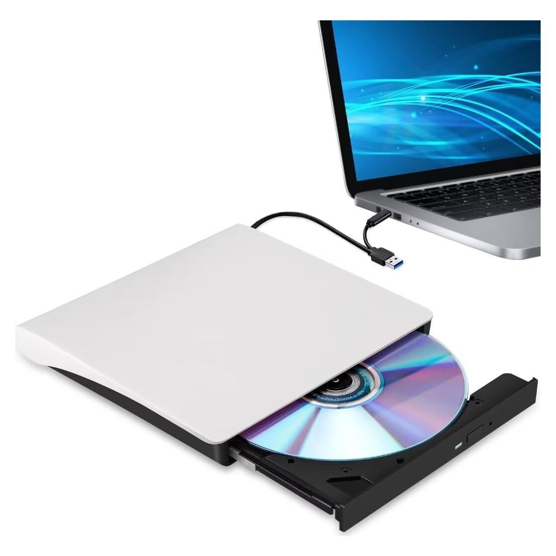 Unidad Externa de CD/DVD Hcsunfly USB 3.0 Tipo C Blanca