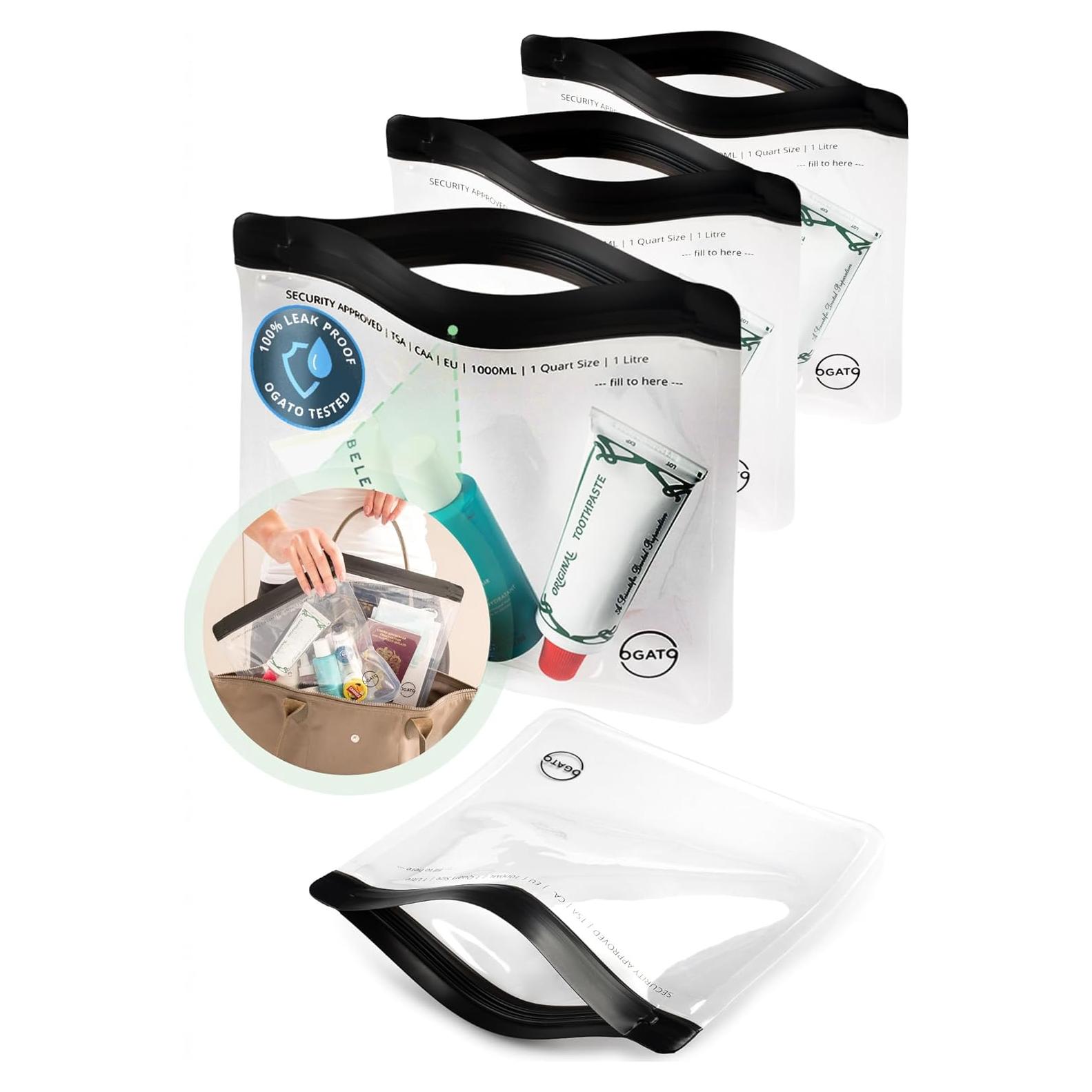Ogato Bolsa de Aseo Transparente Aprobada por TSA - 3 Piezas
