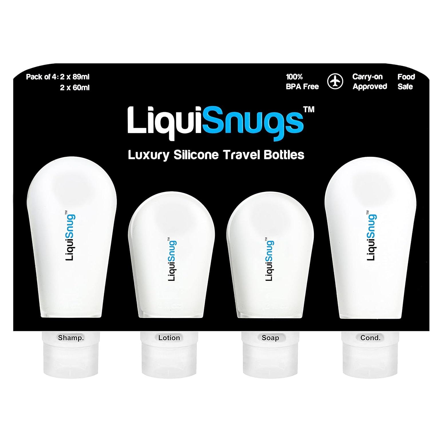 Botellas de Viaje Silicona LiquiSnugs 100% a Prueba de Fugas