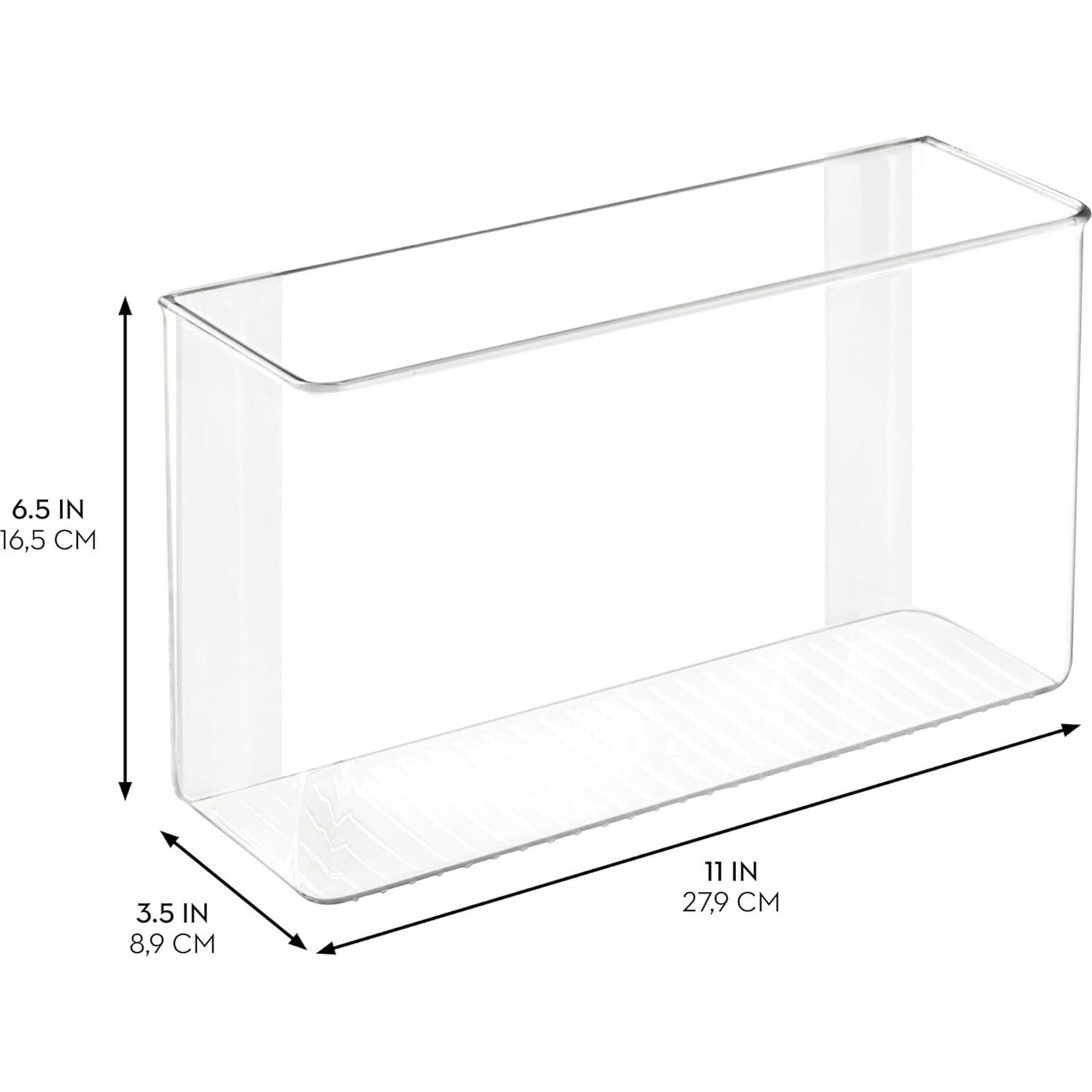 iDesign AFFIXX Plastic Wall Mount Organizer for Kitchen Bathroom, Office, Bedroom, Garage, Craft Room, 3.5" x 11" x 6.5", Clear