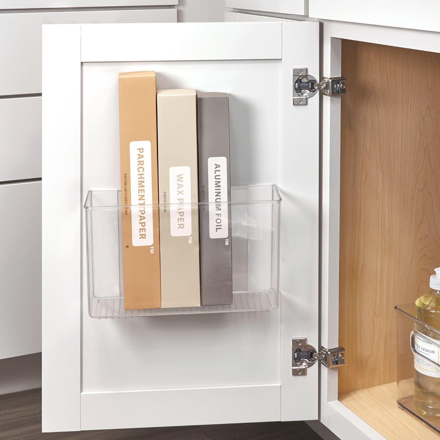 iDesign AFFIXX Plastic Wall Mount Organizer for Kitchen Bathroom, Office, Bedroom, Garage, Craft Room, 3.5" x 11" x 6.5", Clear