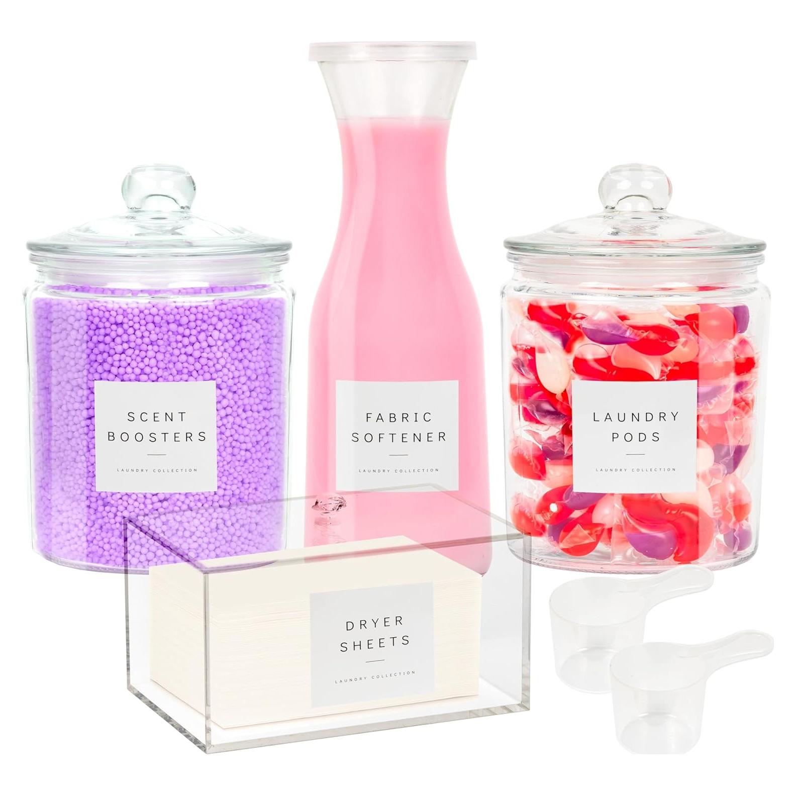 Juego de Almacenamiento para Lavandería Luxenest - 2 Tarros Vidrio 64 Oz