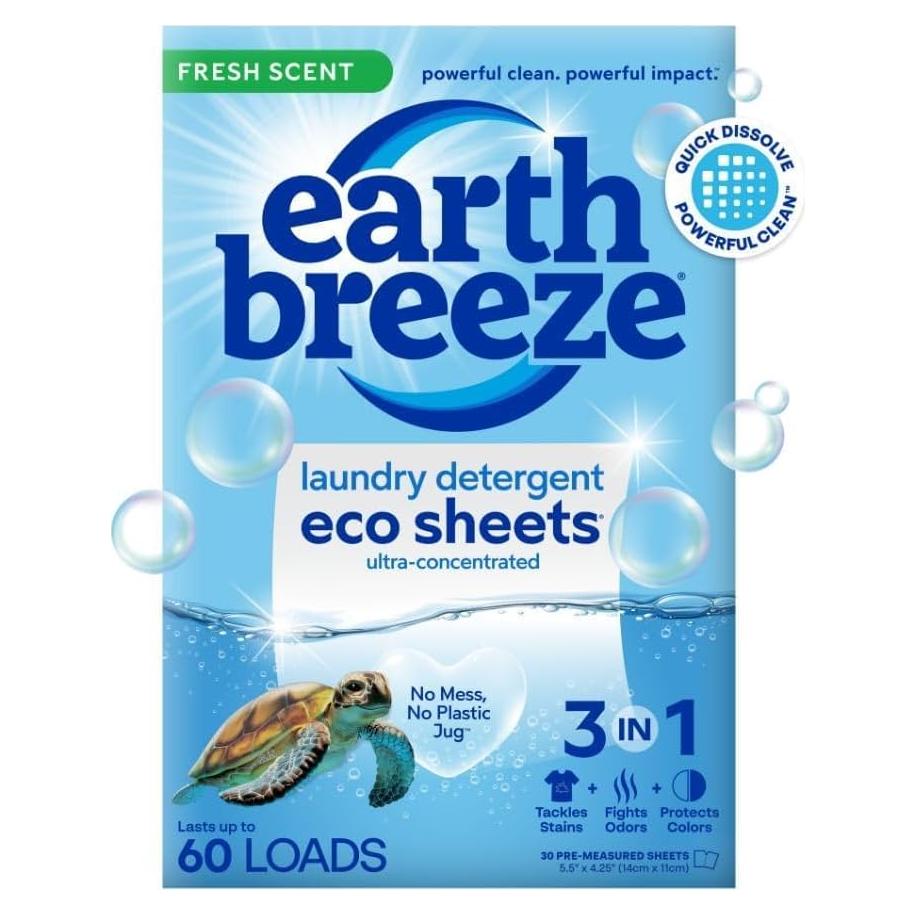 Hojas de detergente para ropa Earth Breeze Aroma Fresco - 60 Lavados
