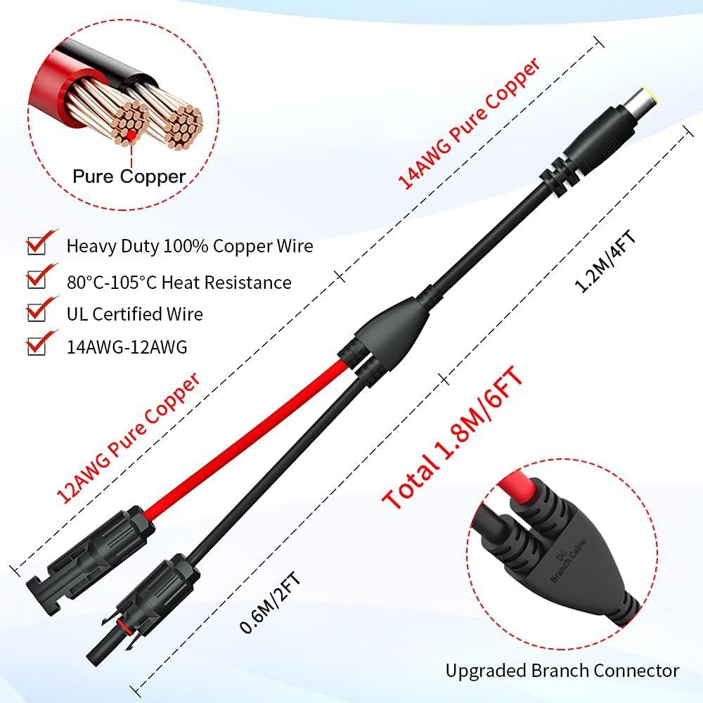 Cable Adaptador Solar ELECTOP DC 8mm 1.8M 14AWG para Generadores