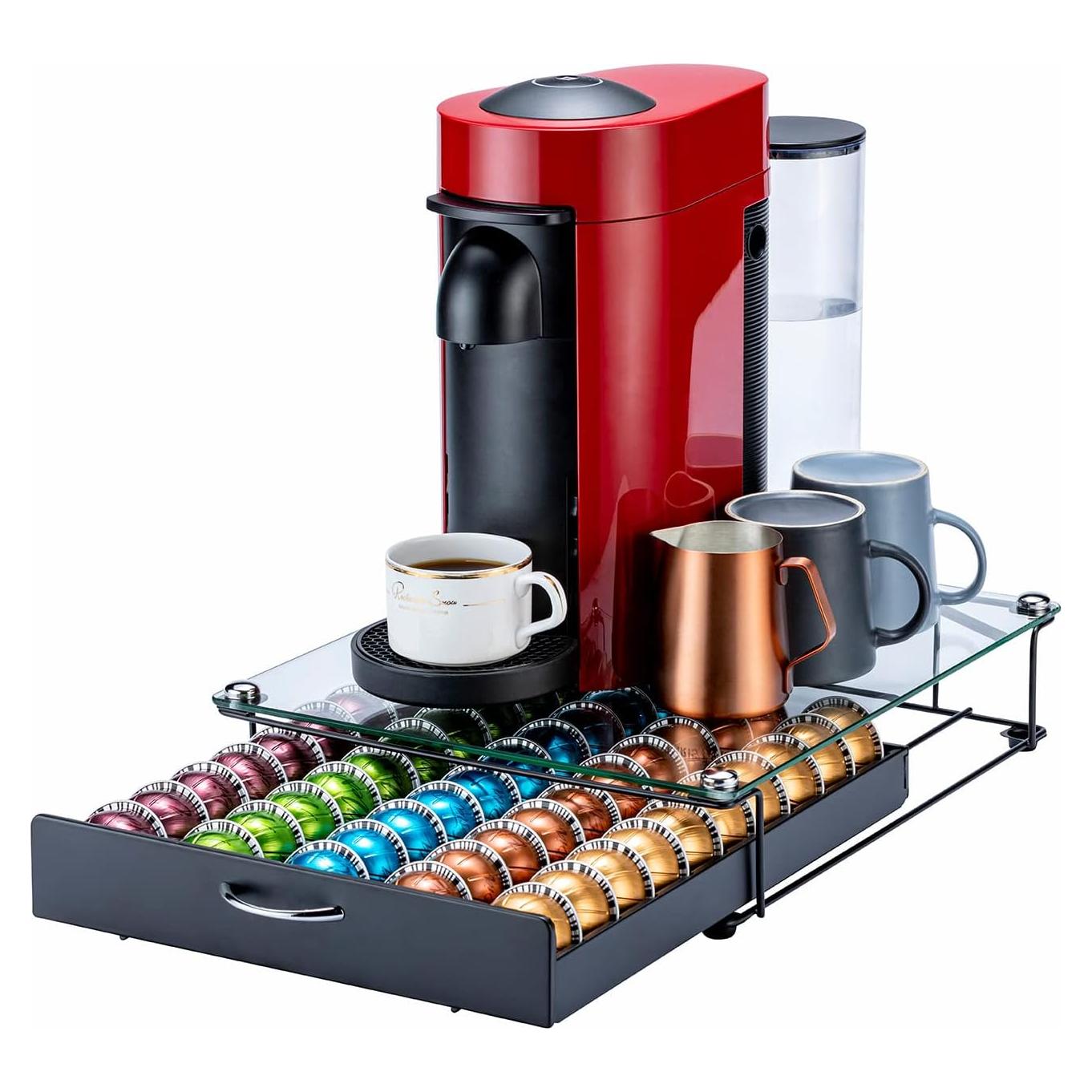 Organizador de Cápsulas Nespresso Vertuo Flagship con Tapa de Vidrio - 50 Cápsulas