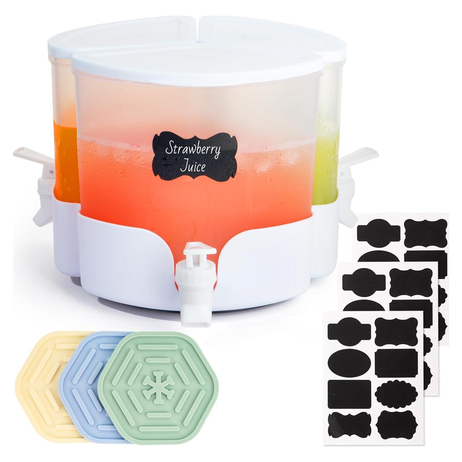 Dispensador de Bebidas Omoojee 4.2L 3 Grifos Rotatable 360°