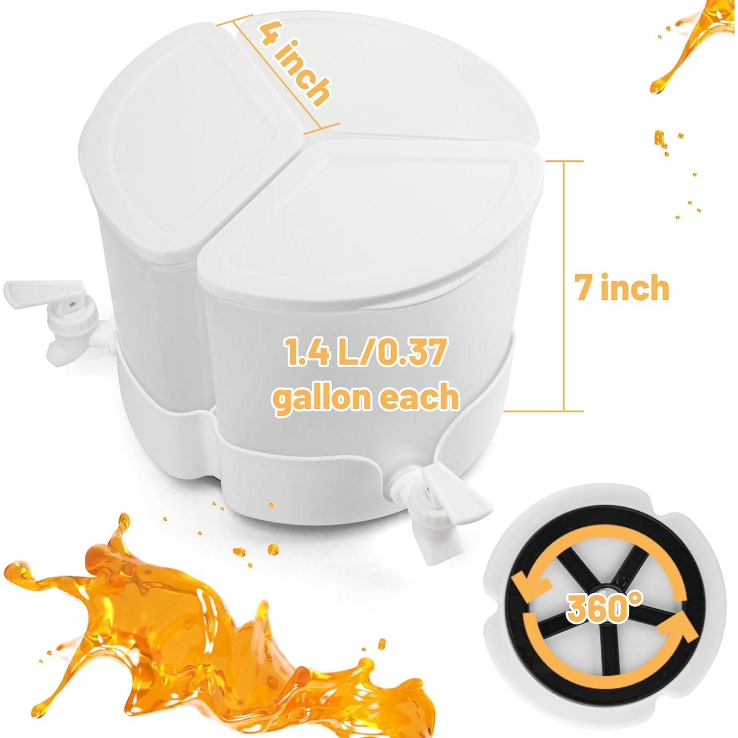 Dispensador de Bebidas Omoojee 4.2L 3 Grifos Rotatable 360°