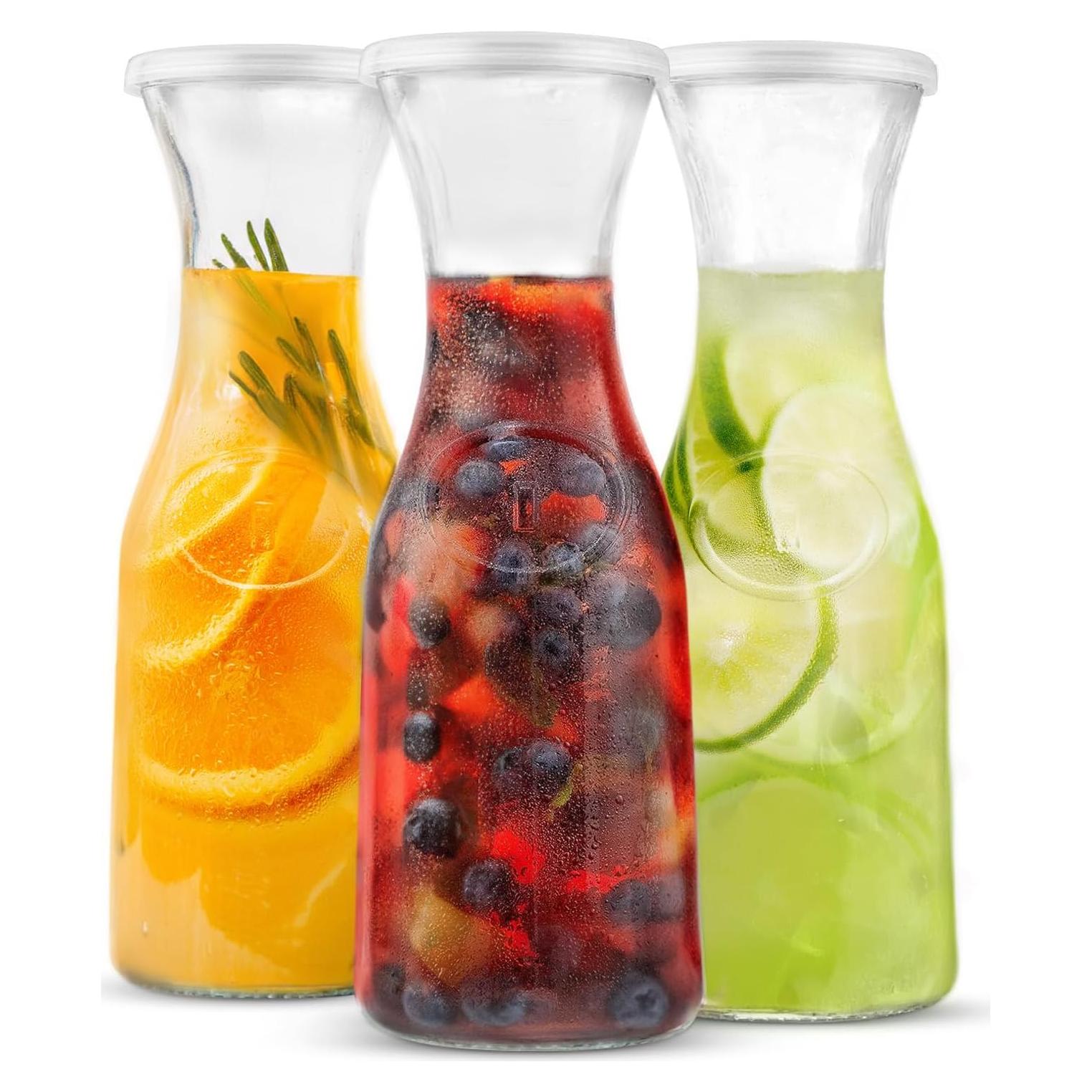 Jarras de vidrio KooK con tapa, juego de 3, 1.04 L