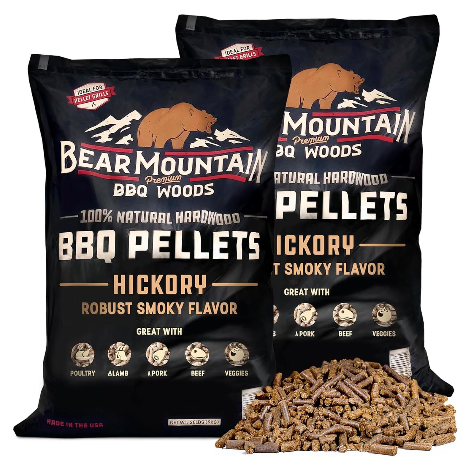 Paquete de 2 Pellets de Madera Dura Bear Mountain 9.07 kg Hickory