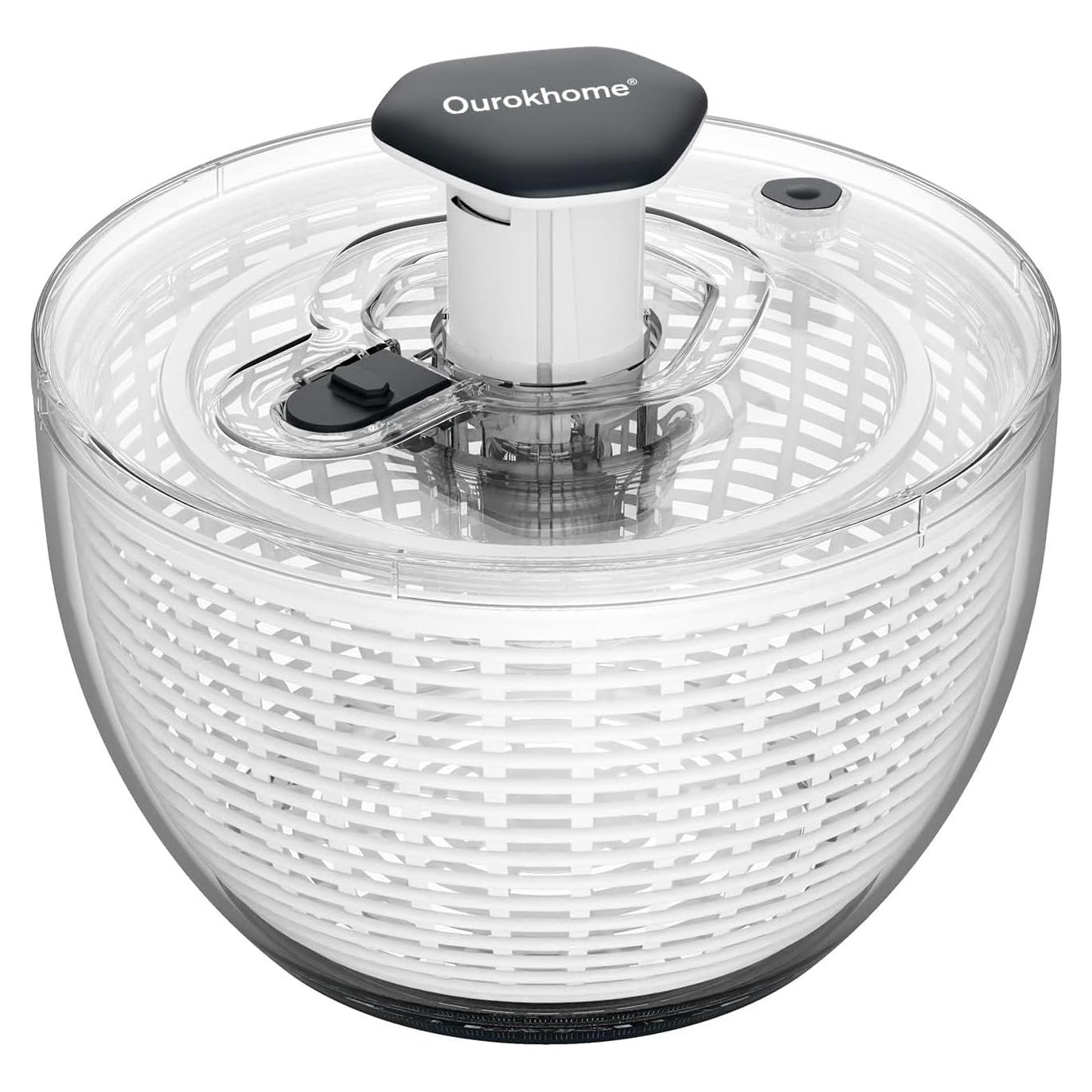 Secador de Ensalada Ourokhome 6.3 QT Negro, Drenador Rápido