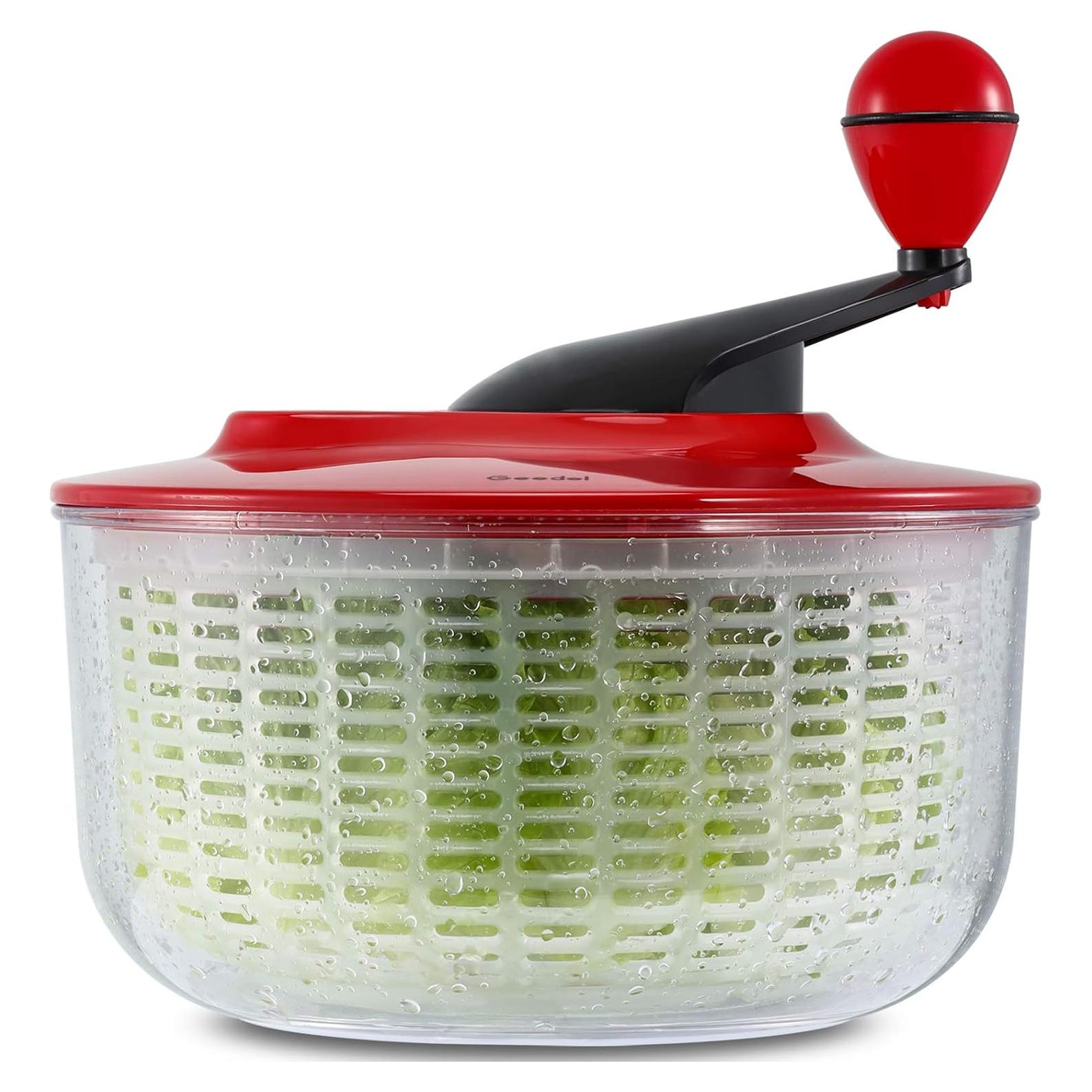 Salad Spinner Large 5L Capacity, Easy to Clean Lettuce Spinner with Bowl, Vegetable Washer Dryer Dishwasher Safe Ideal for Vegetables and Fruits without BPA, Large 4.5 Quart