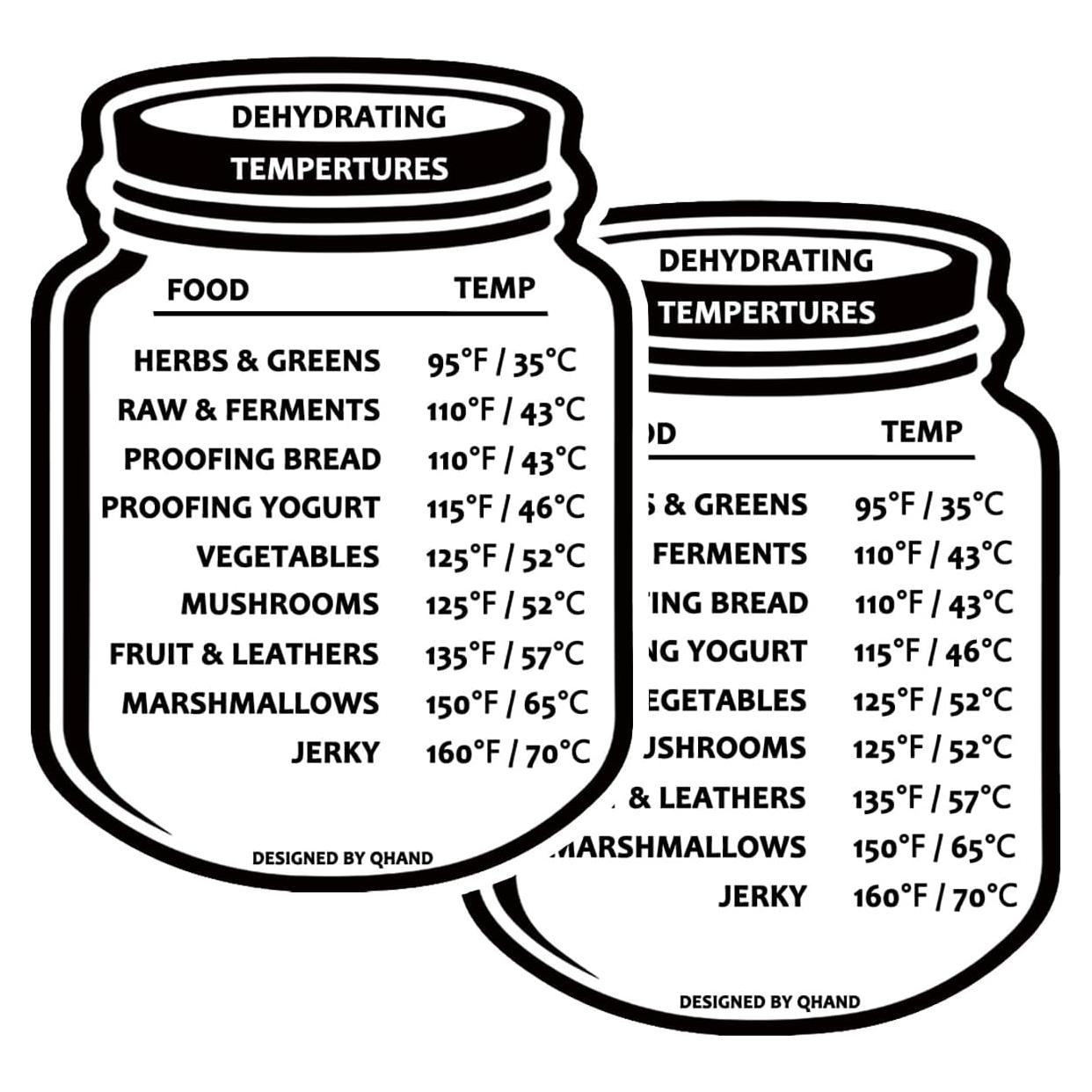 Dehydrator Temperature Guide Refrigerator Magnet Quick Reference Dehydrating Temperature Magnetic Cheat Sheet 2 Packs