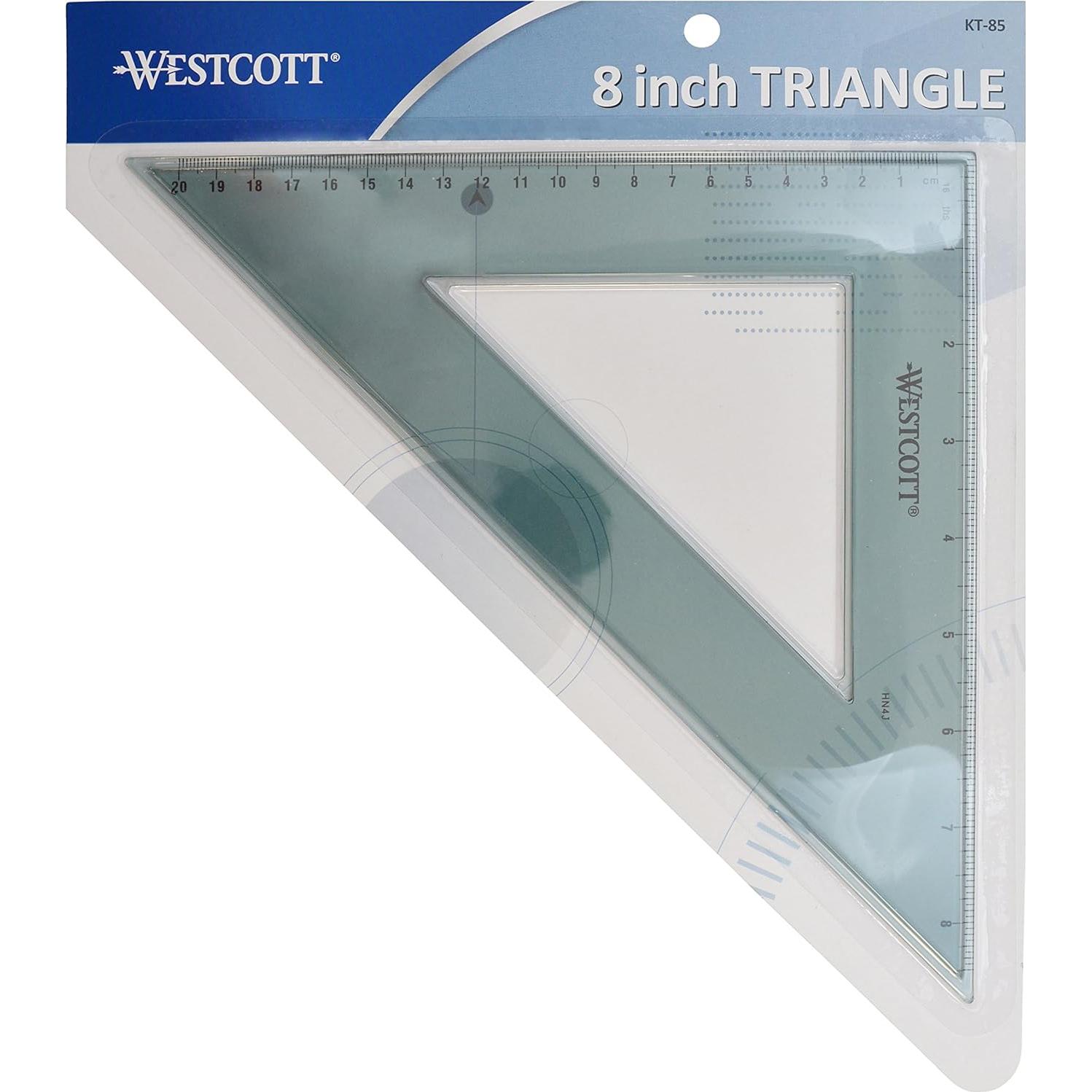 Regla Triangular Westcott KT-85 20.32 cm Acrílico Transparente