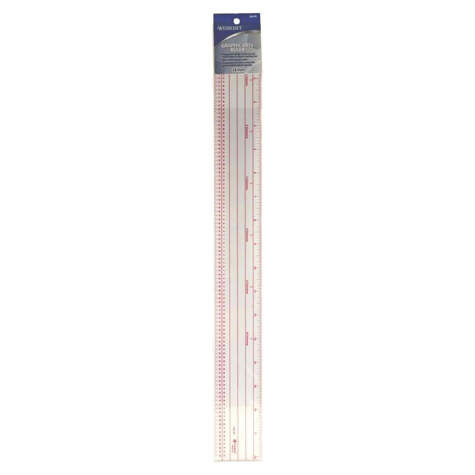 Westcott Graphic Arts Pica Ruler, 18", Transparent (GA-91)