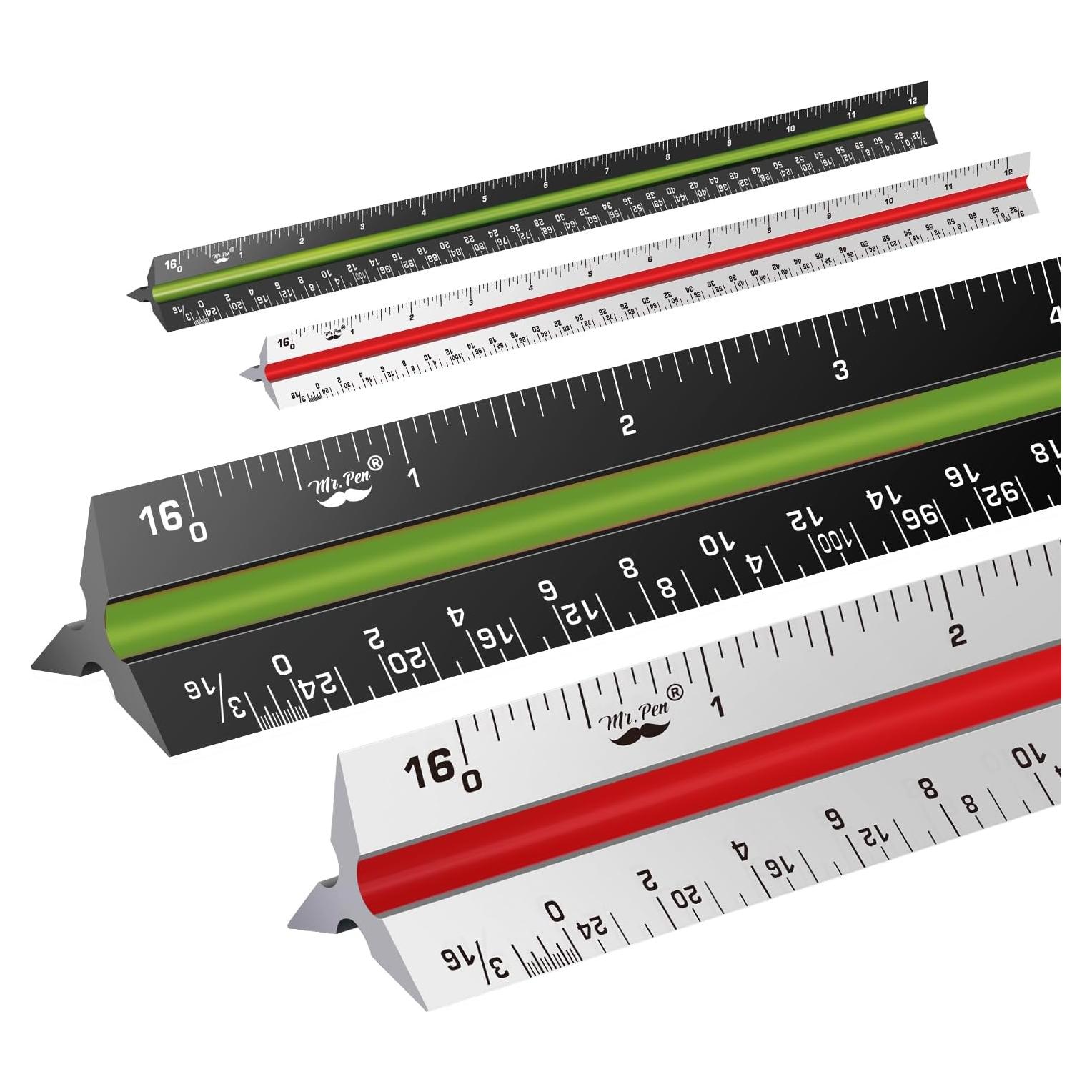 Regla de Escala Arquitectónica Mr. Pen 30.48 cm 2 Pcs Aluminio