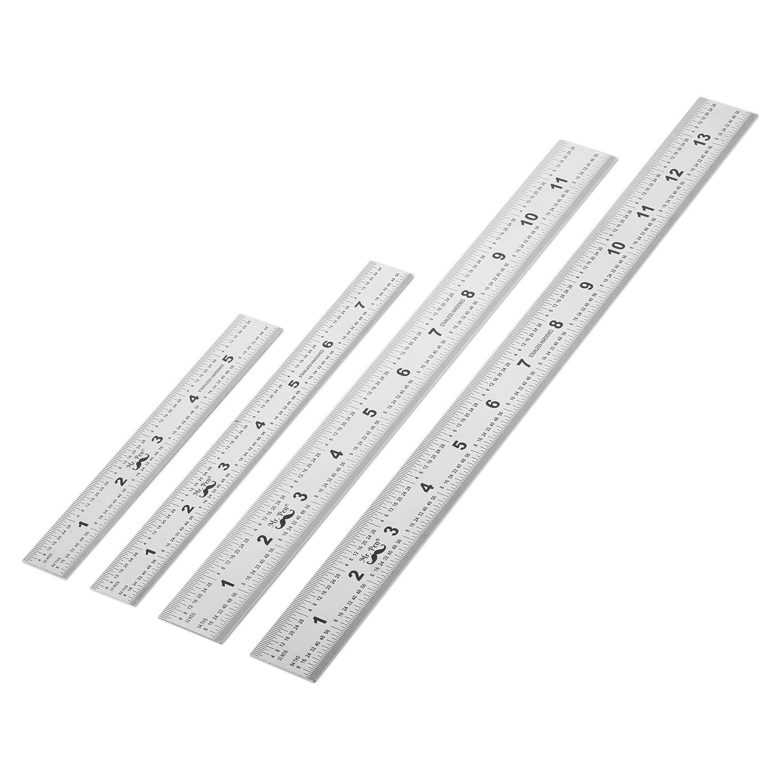 Conjunto de 4 Reglas de Acero Inoxidable Mr. Pen 15-35 cm