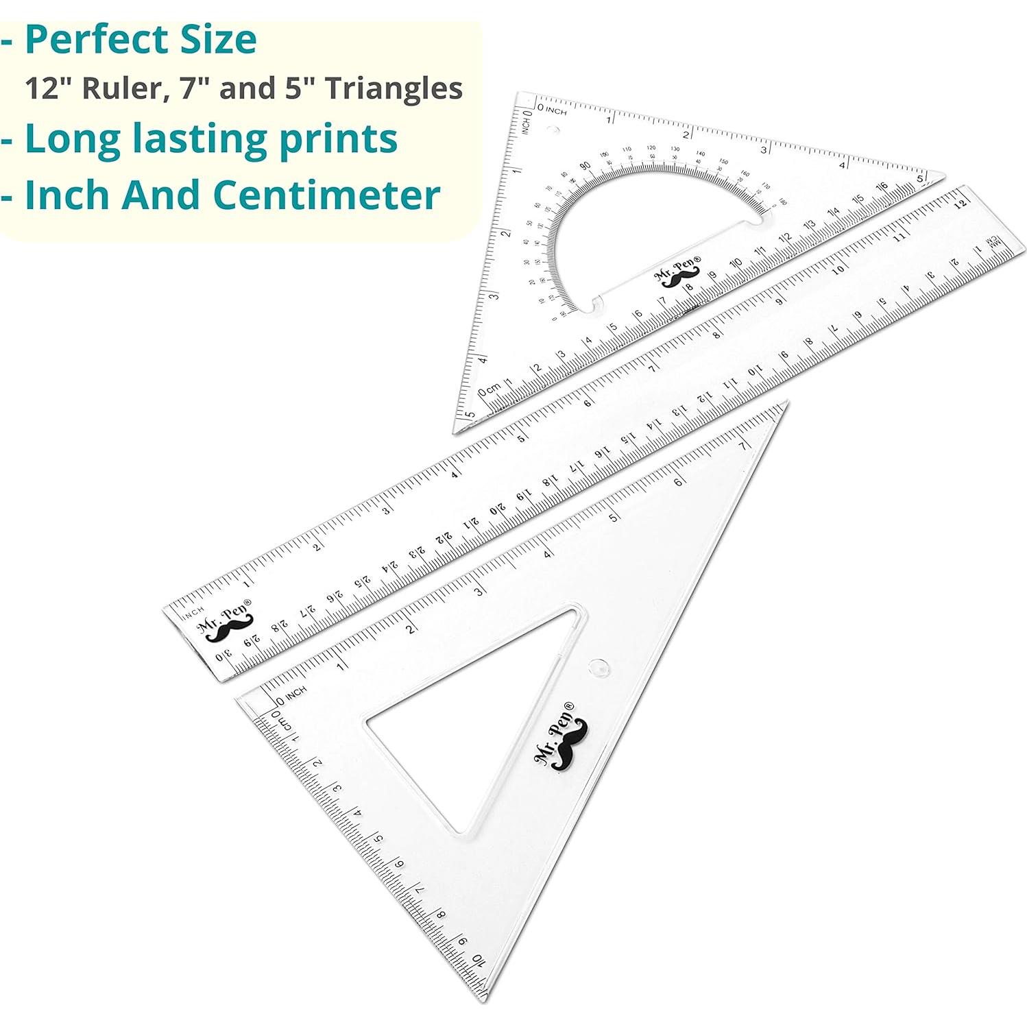 Juego de Geometría Mr. Pen - Regla 30.48 cm, Escuadras