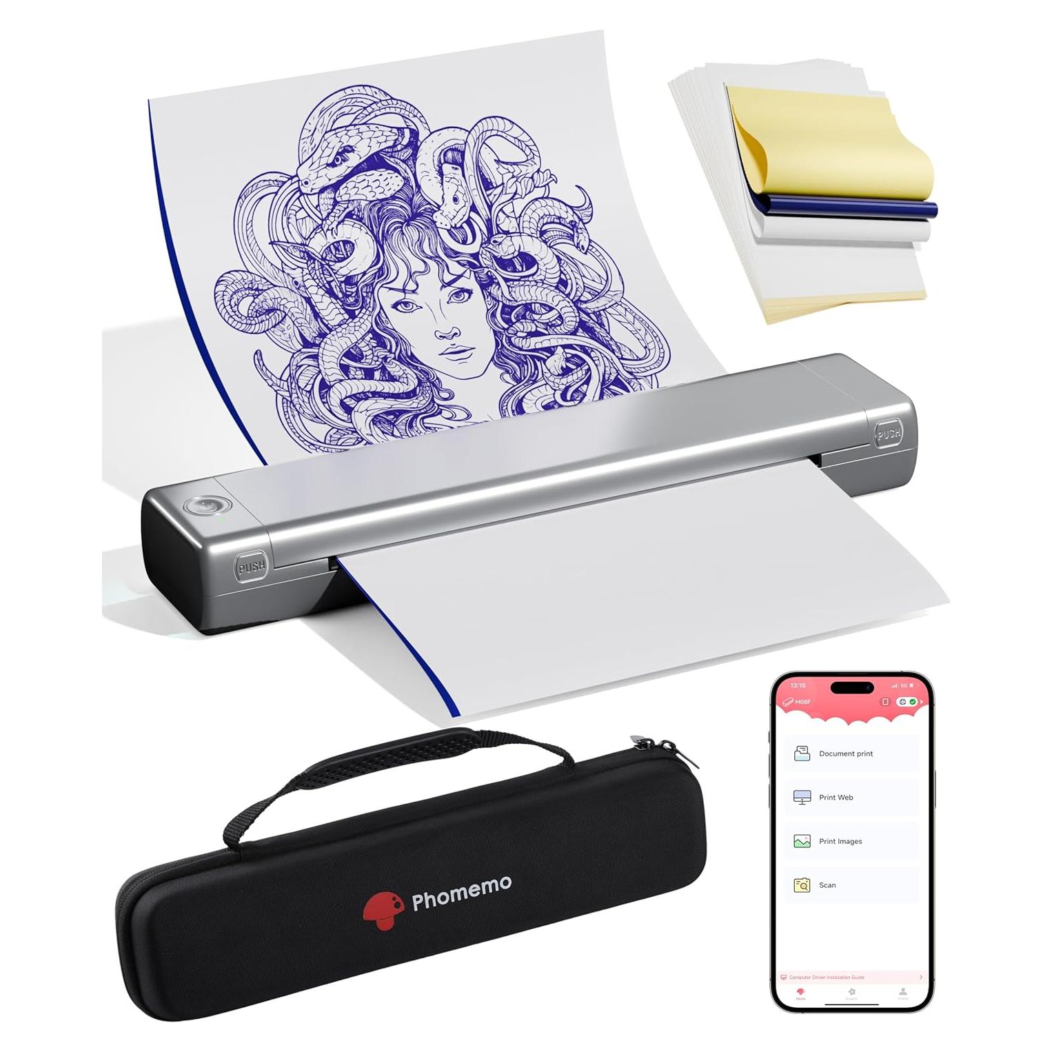 Impresora de Plantillas de Tatuaje Phomemo M08F Plata Bluetooth