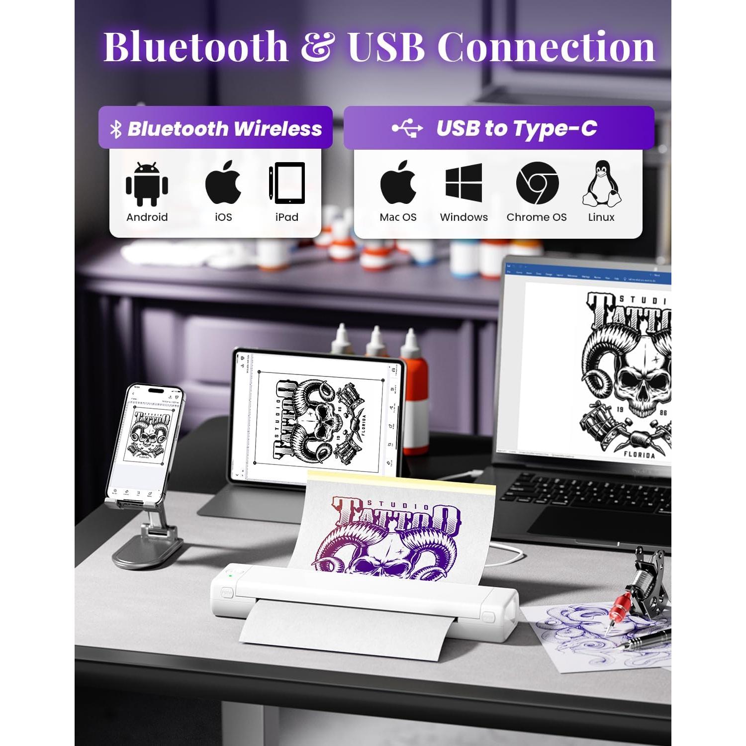 Impresora de Plantillas de Tatuaje Phomemo M08F Inalámbrica