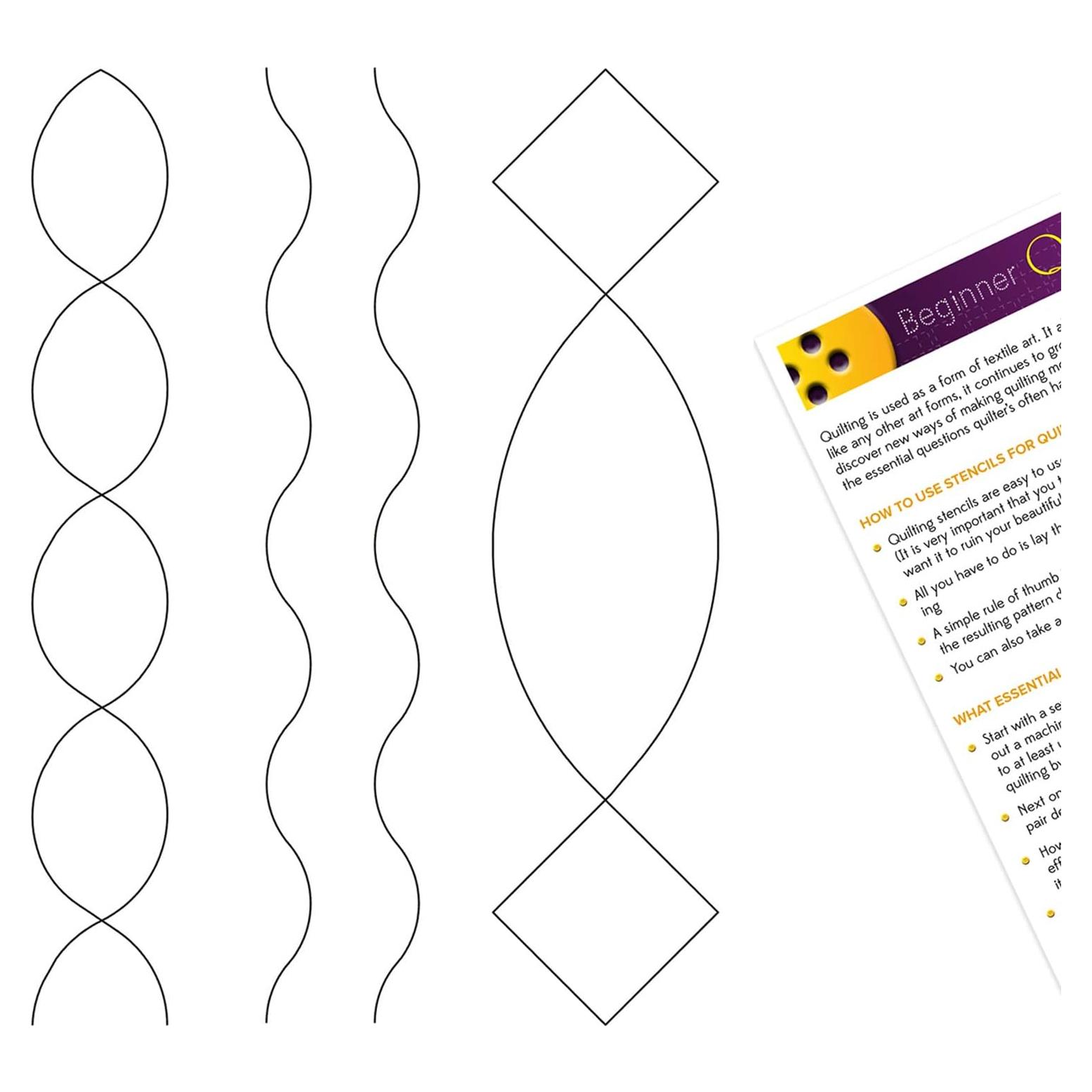 Plantillas de acolchado 3 piezas Marcas Variadas - Sashing, Borde Ondulado, Cable