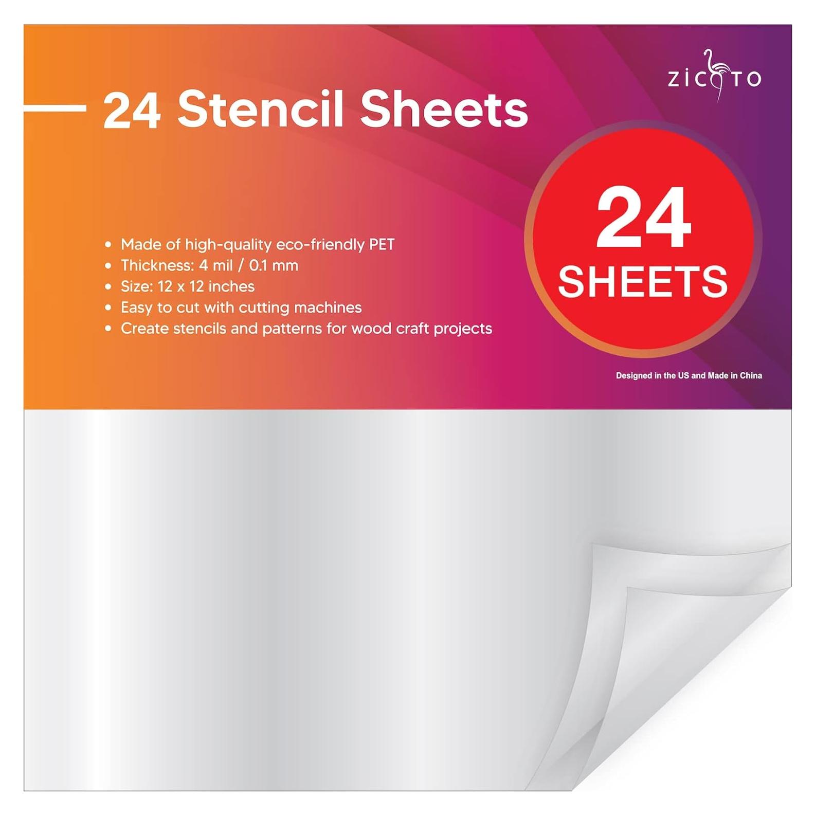 Juego de 24 Hojas de Plantilla Mylar ZICOTO 30.48x30.48 cm