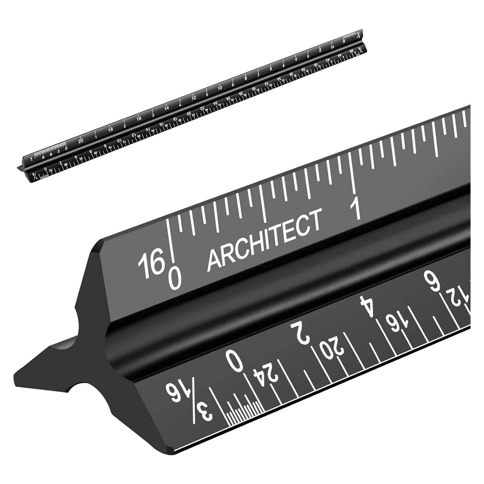 Regla Triangular de Aluminio Mveohos 30.48 cm Grabada Laser