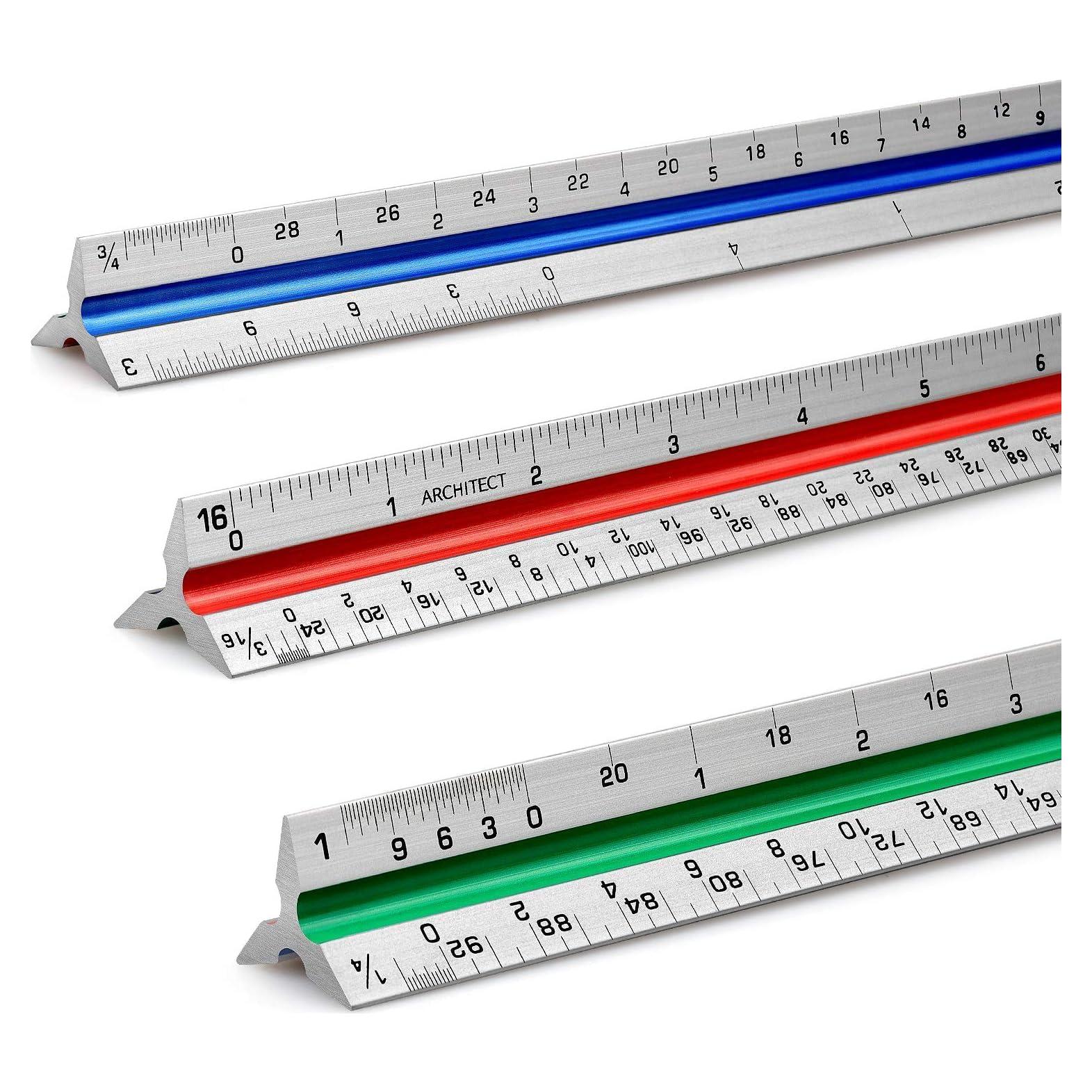 Regla Triangular de Aluminio Hutou 30.48 cm Escalas Codificadas