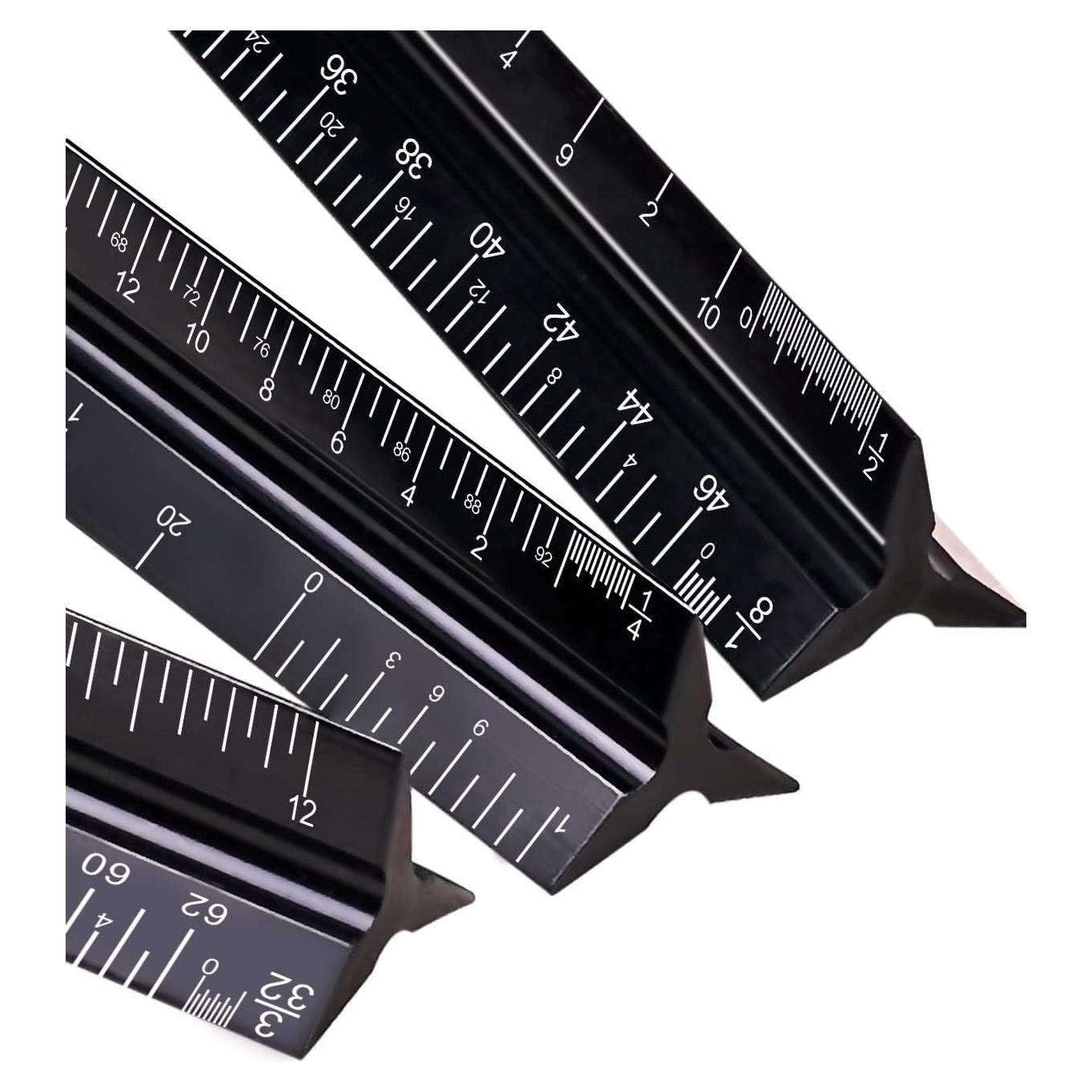 Regla de Escala Triangular Gwybkq 3 Paquetes Aluminio 30.48 cm