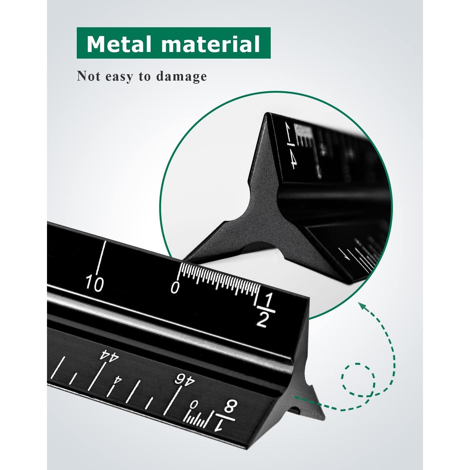 Regla de Escala Triangular Gwybkq 3 Paquetes Aluminio 30.48 cm