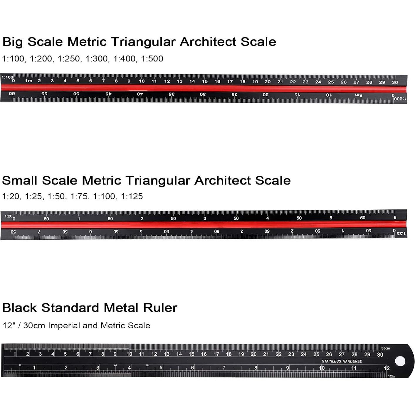 Set de 3 Reglas Triangulares de Aluminio OwnMy 30cm