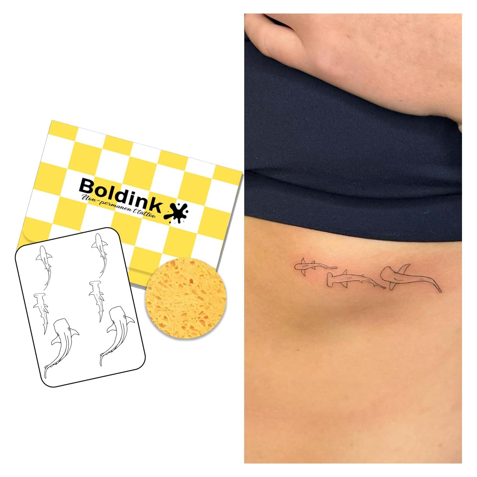 Tatuajes Semipermanentes Boldink - Pez 2, 7-14 Días, A Prueba de Agua