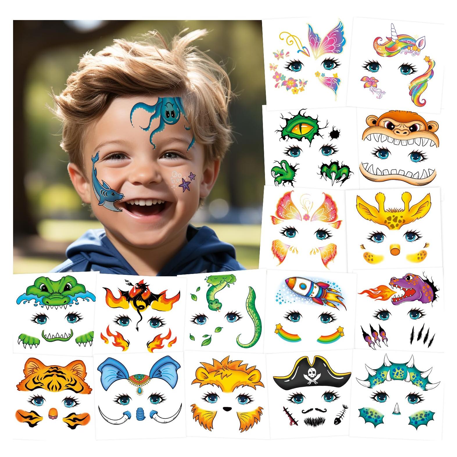 Tatuajes Faciales Temporales Partywind 24 Estilos Creativos