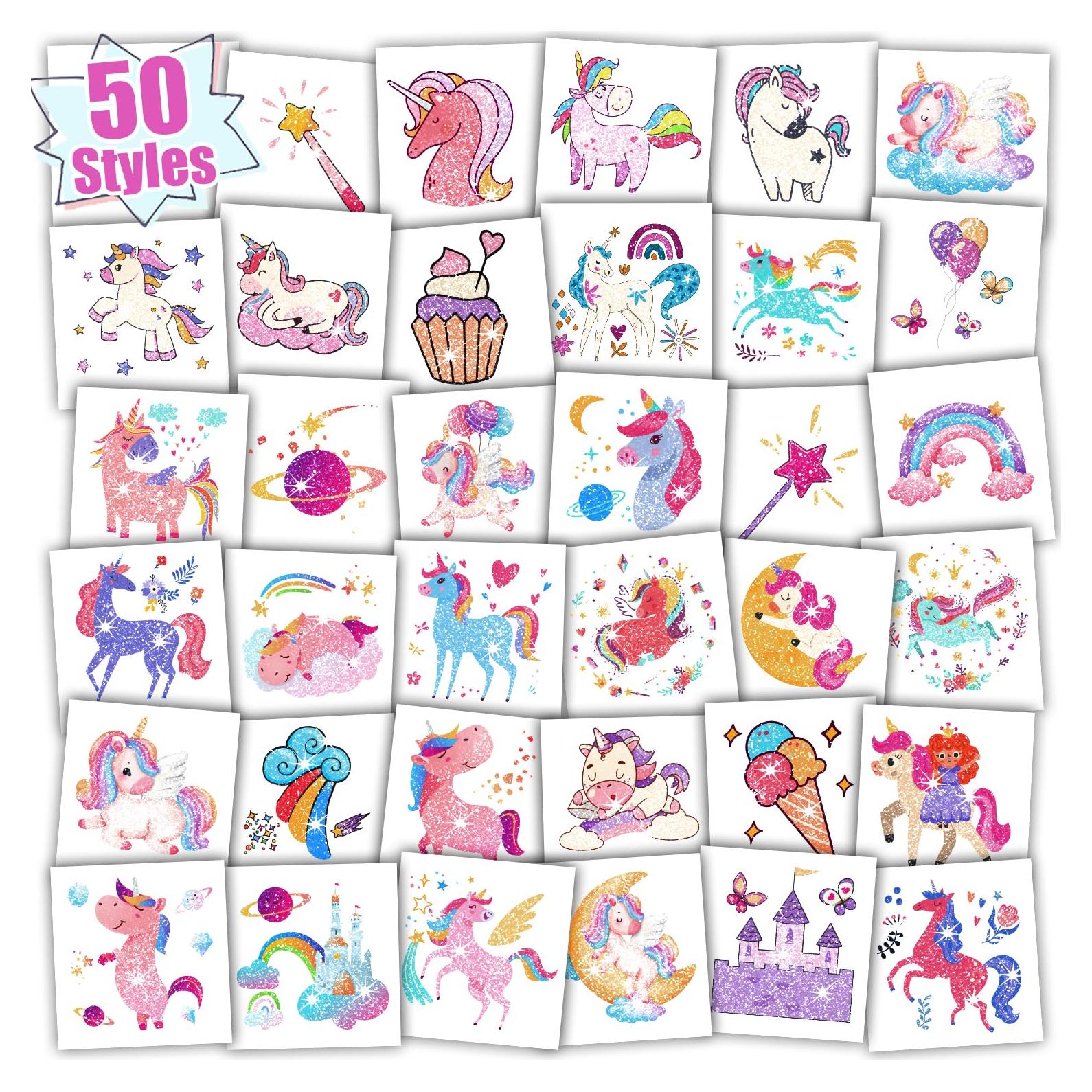 Tatuajes Temporales Brillantes Partywind para Niños - 50 Hojas