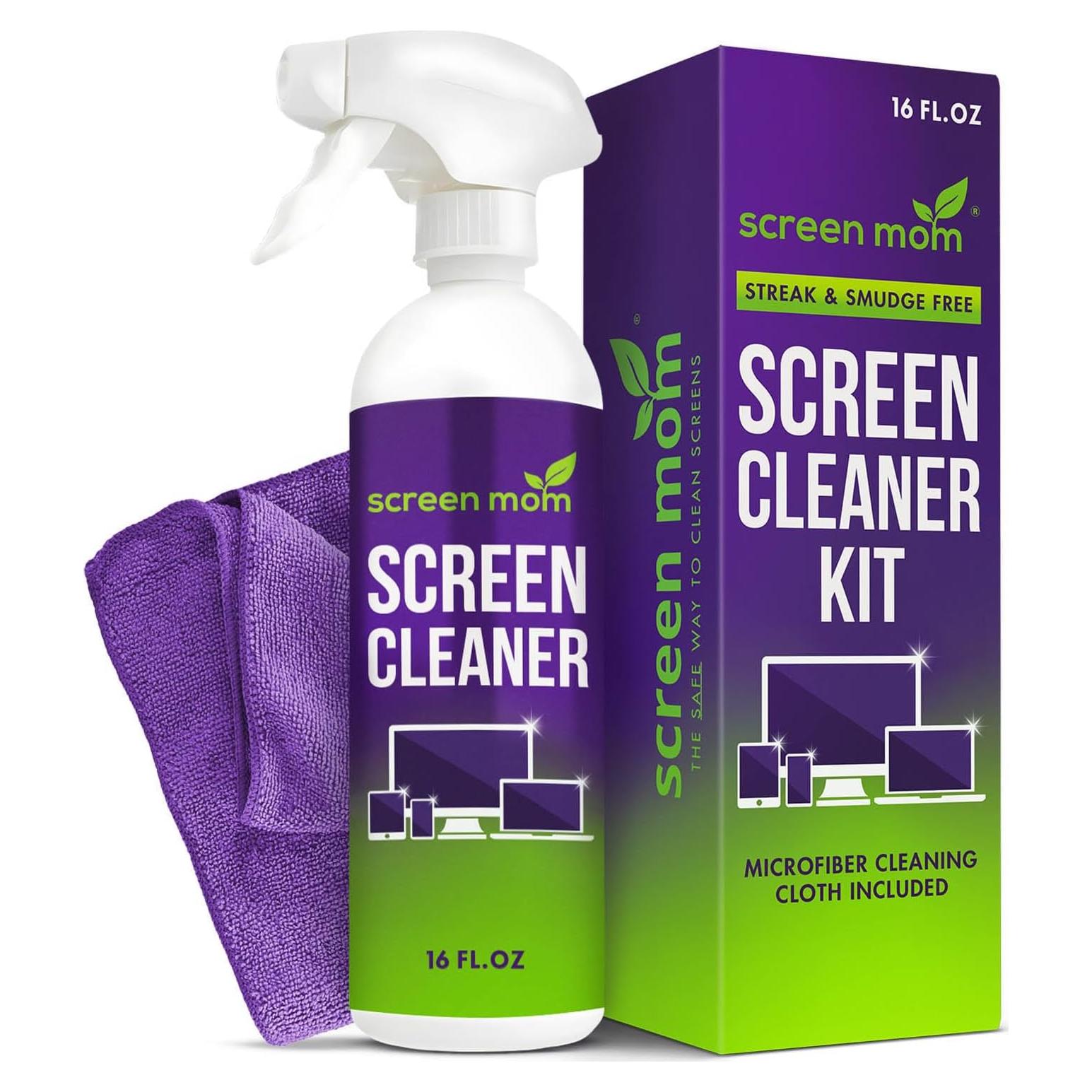 Spray Limpiador de Pantallas Screen Mom 473ml + Paño Microfibra