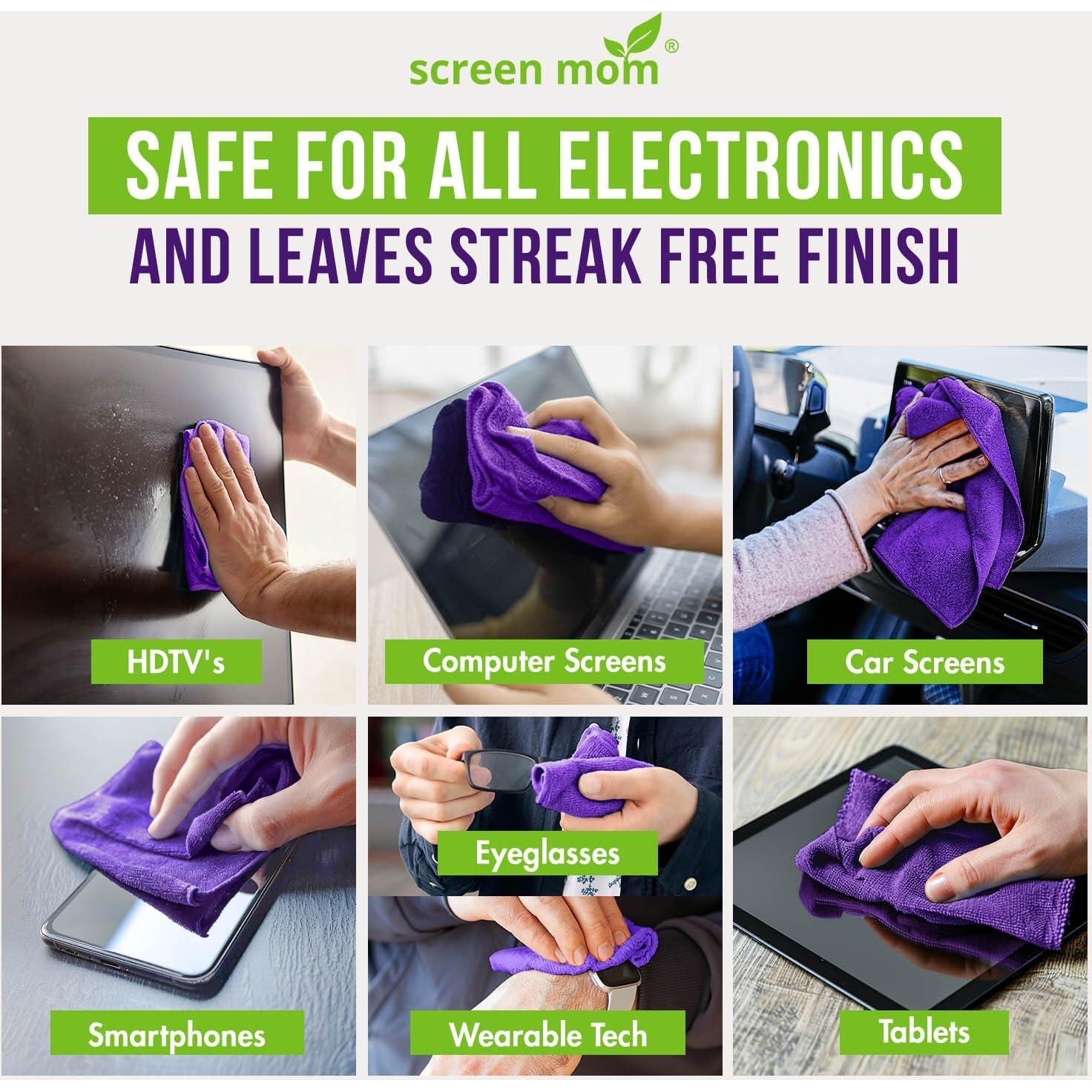 Spray Limpiador de Pantallas Screen Mom 473ml + Paño Microfibra