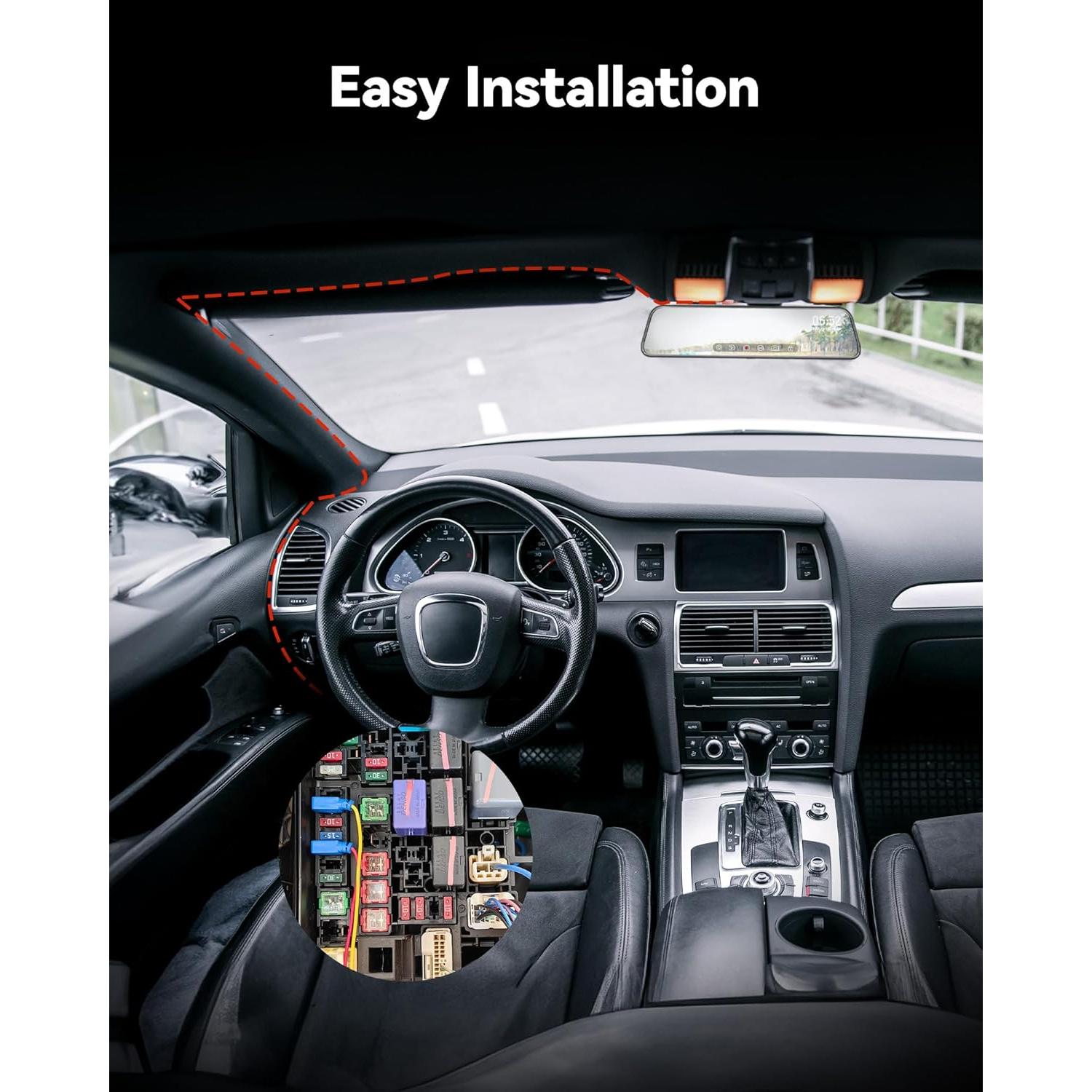 Cámara de Salpicadero WOLFBOX i17 4K + Kit de Cableado USB C