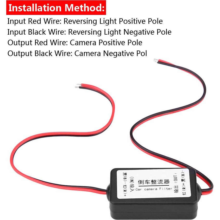 Filtro Rectificador 12V DC para Cámara de Espejo Retrovisor EVGATSAUTO