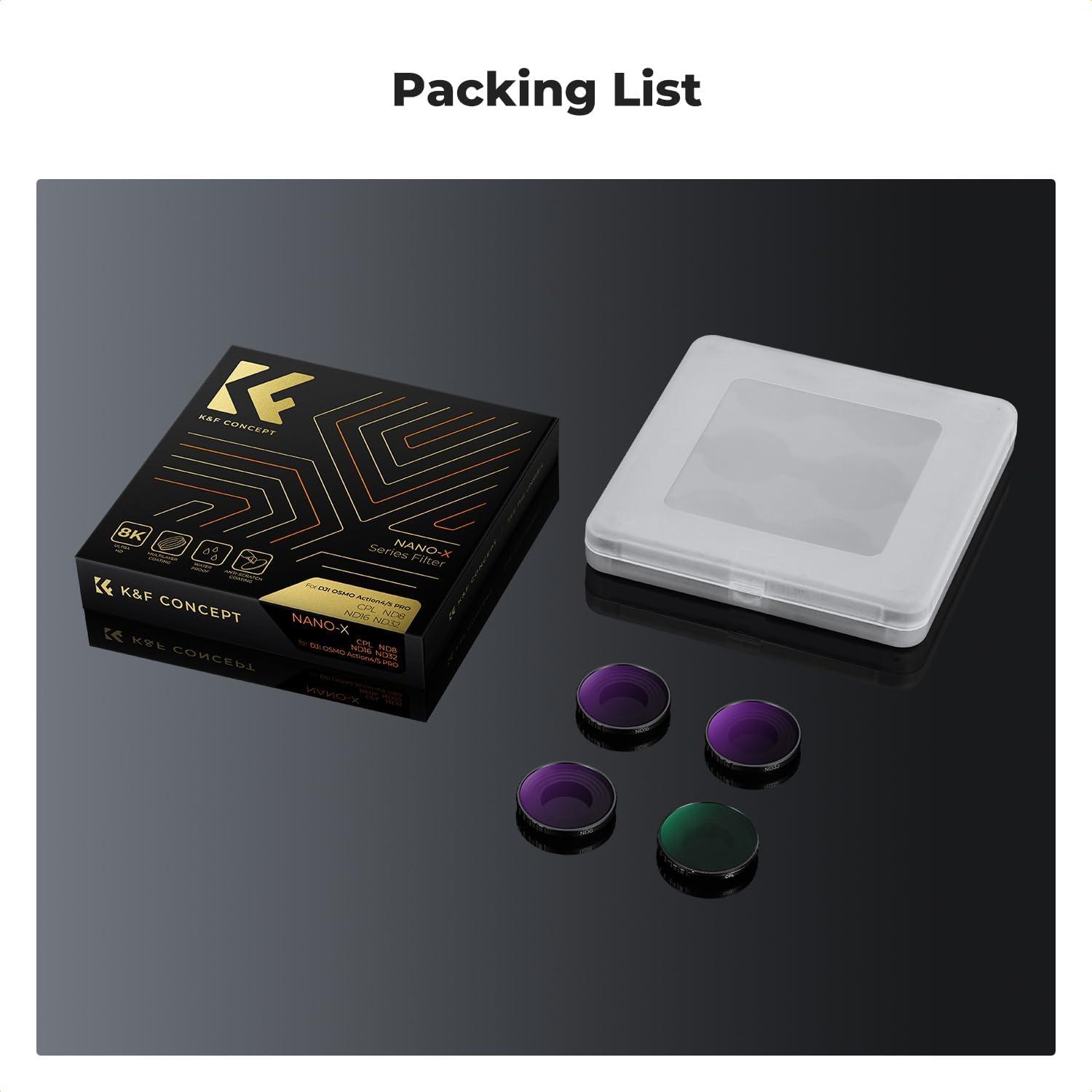 Kit de Filtros ND y CPL K&F Concept para DJI Osmo Action 5 Pro