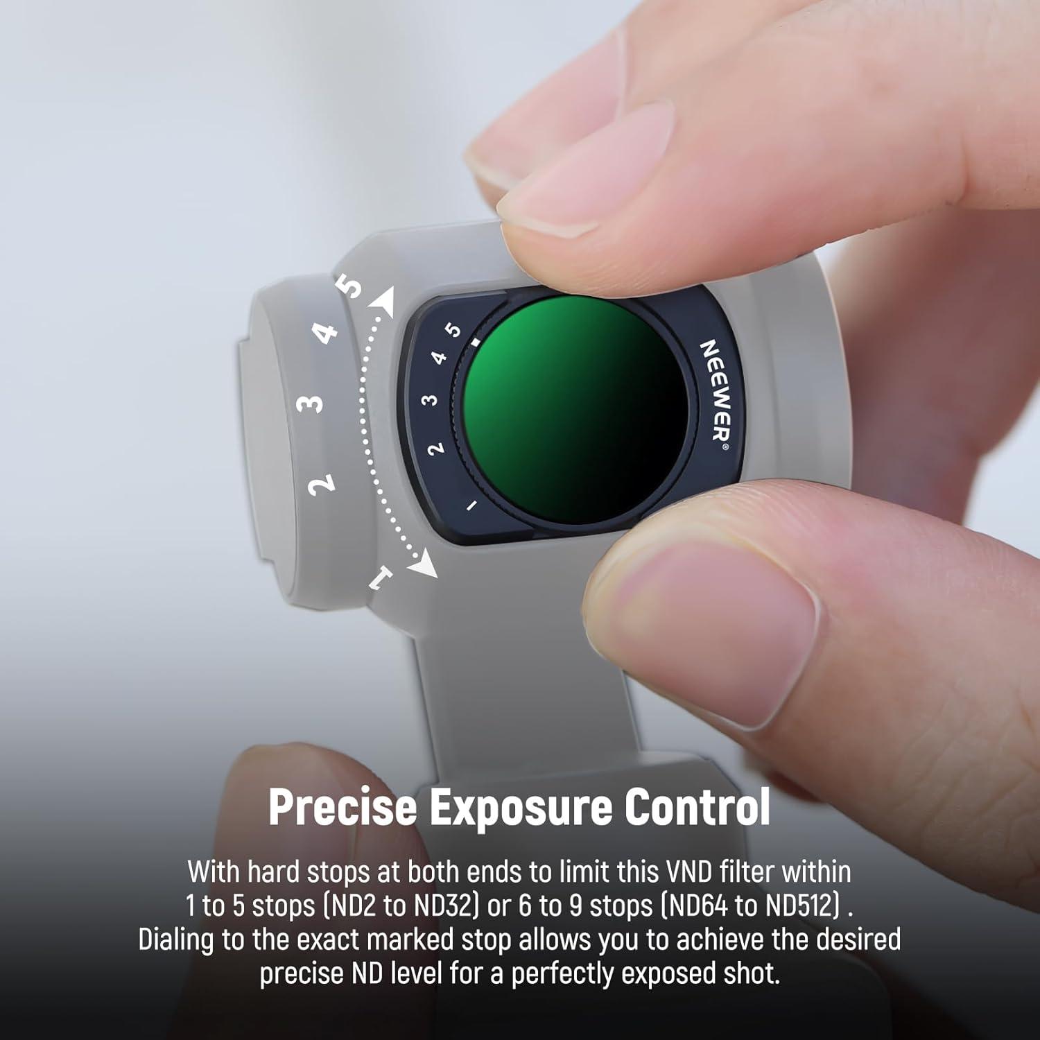 Filtro ND Variable NEEWER ND2-ND32 y ND64-ND512 para DJI Pocket 3