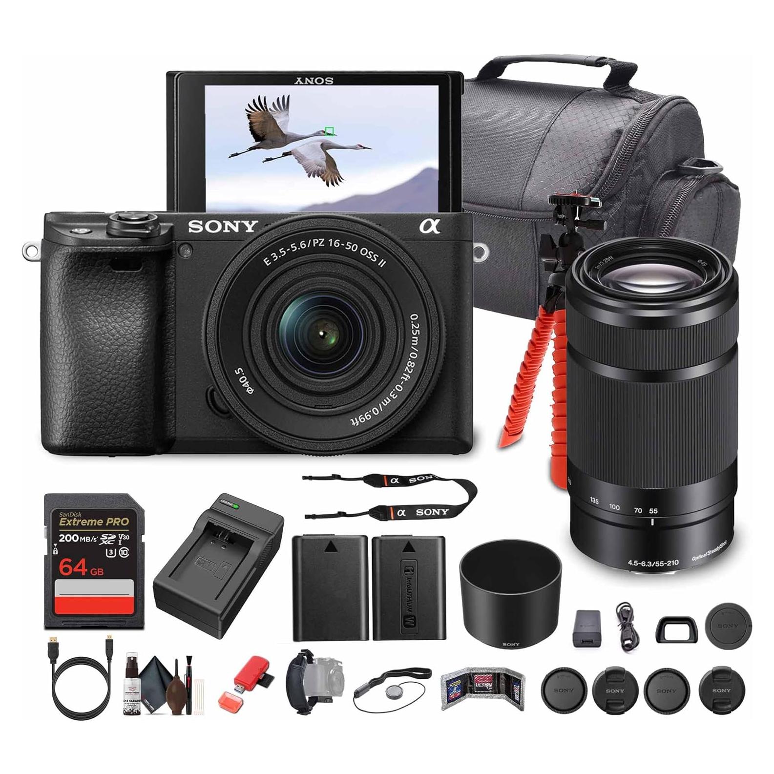 Cámara Sin Espejo Sony Alpha a6100 con Lentes 16-50mm y 55-210mm